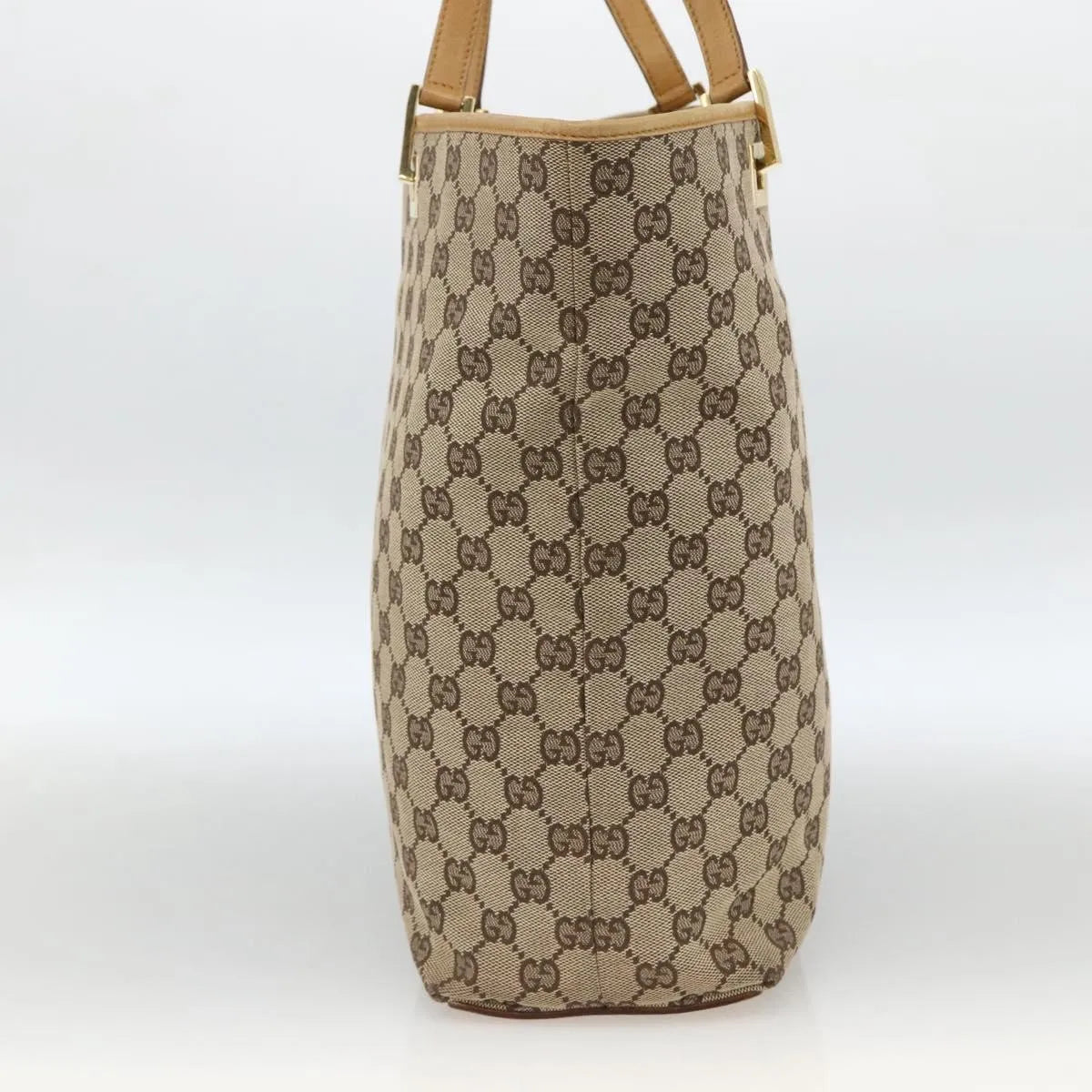Gucci Vintage Bucket Shopping Tote Gg Canvas Beige Canvas Tote Bag Bag (Pre-Owned)