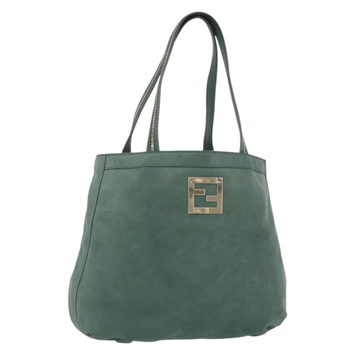 Fendi Vintage Tote Leather Green Leather Shoulder Bag Bag (Pre-Owned)