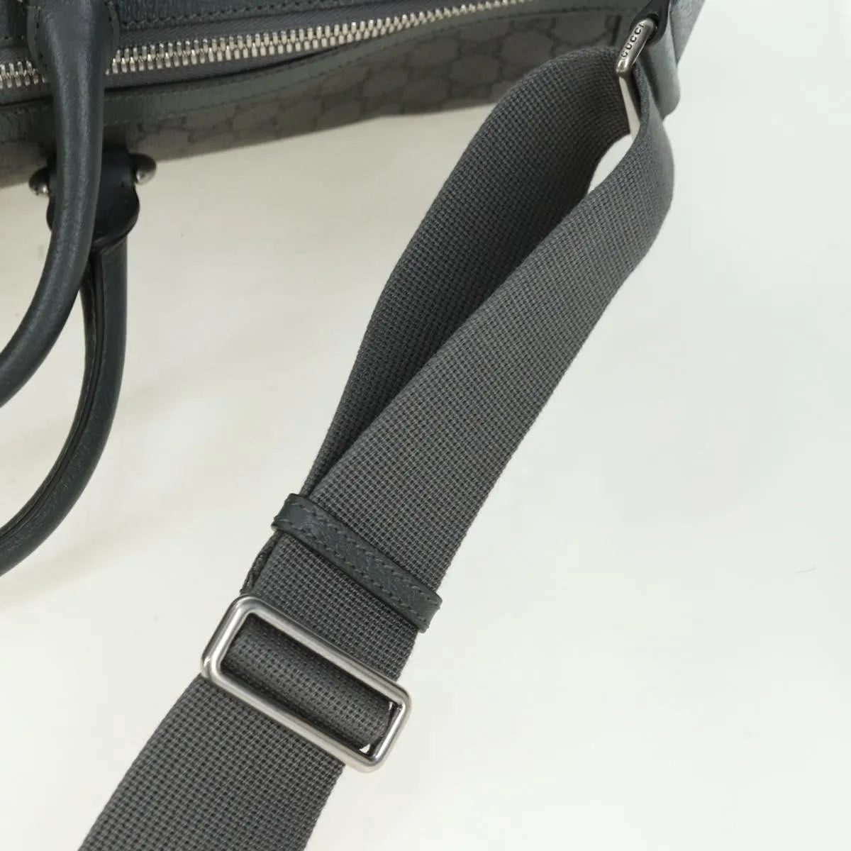 Gucci Web Trim Weekend Duffle Bag Gg Coated Canvas Gray Pvc Handbag (Pre-Owned)