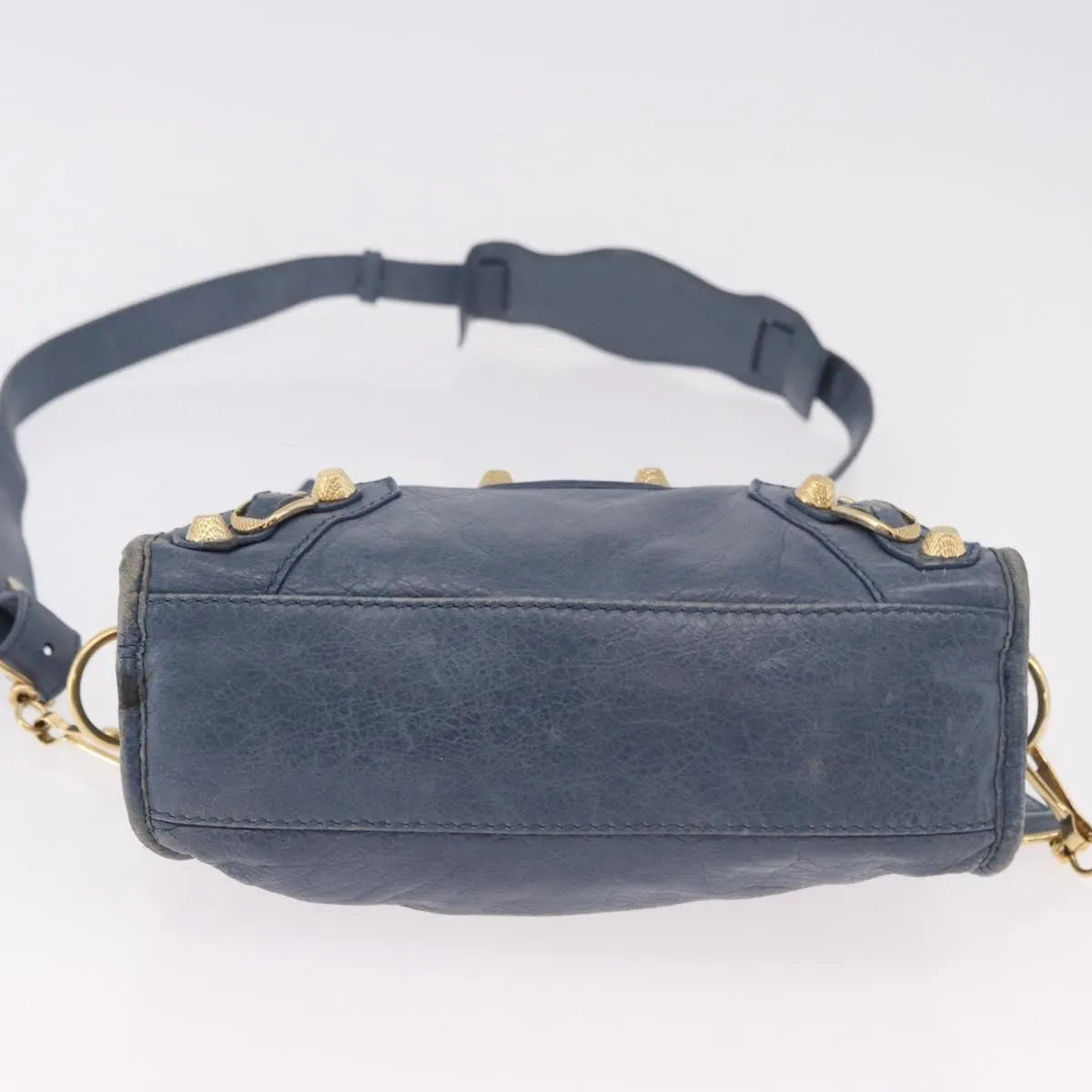 Balenciaga City Giant Studs Leather Blue Leather Handbag (Pre-Owned)