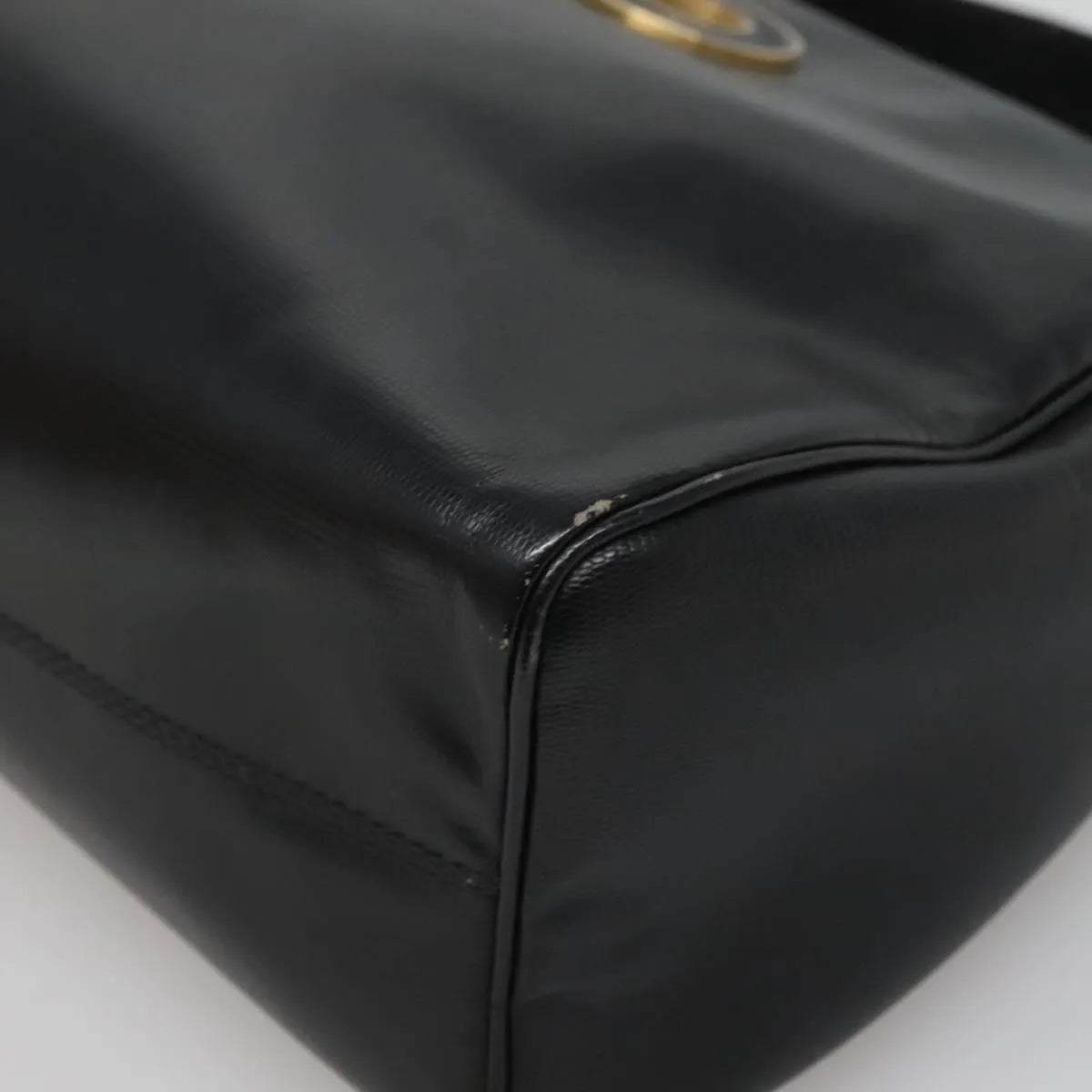 Celine Circle Logo Leather Black Leather Handbag (Pre-Owned)