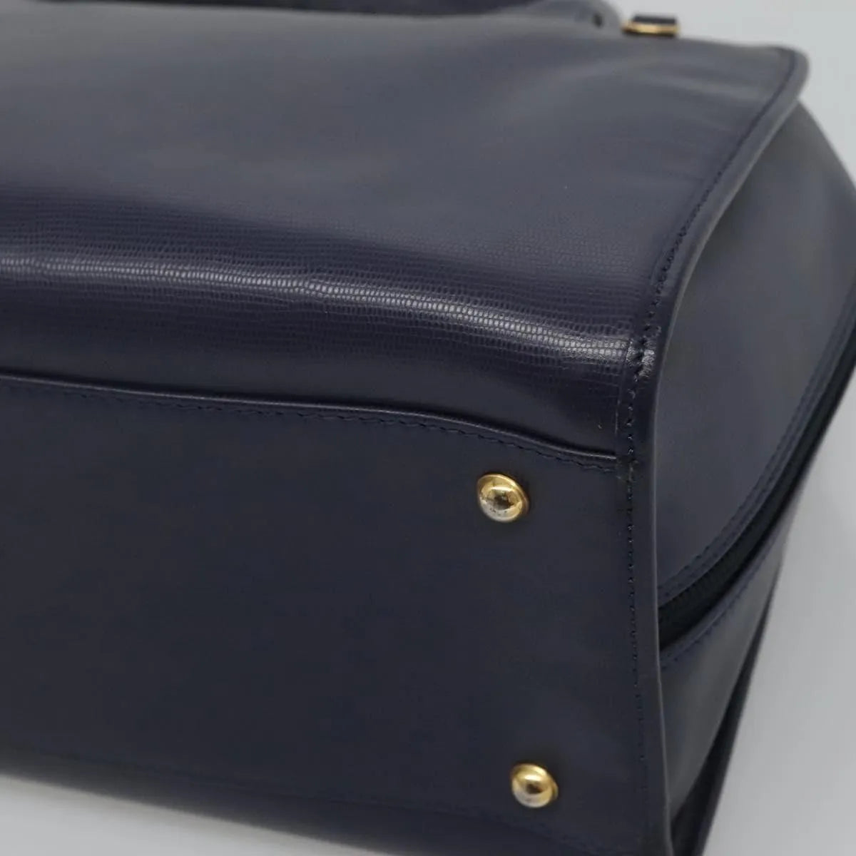 Celine Circle Logo Leather Blue Leather Handbag (Pre-Owned)