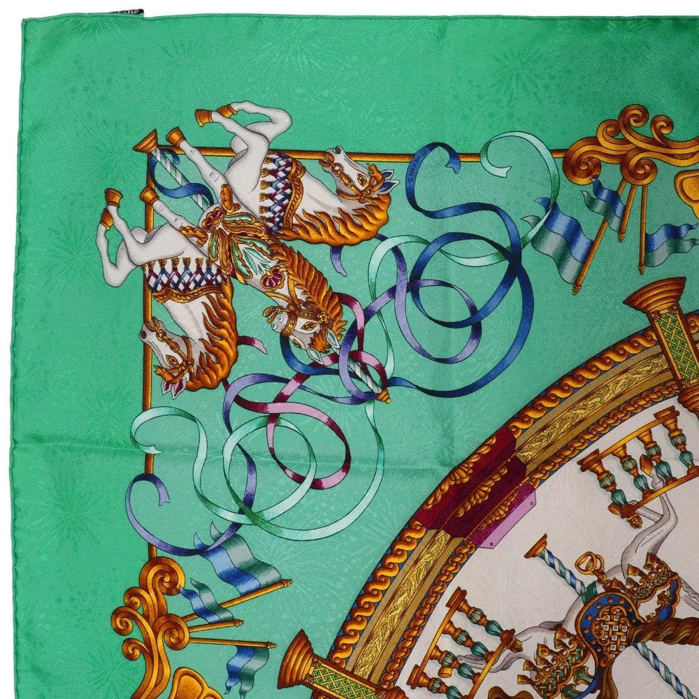 Hermes Carré 90 Silk Multicolor Green Silk Scarve & Shawl Accessory (Pre-Owned)