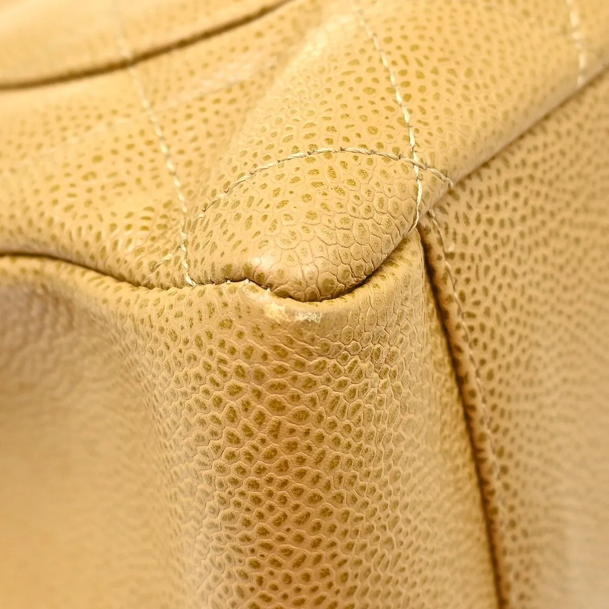Chanel Grand Shopping Tote Quilted Caviar Beige Calfskin Tote Bag Bag (Pre-Owned)