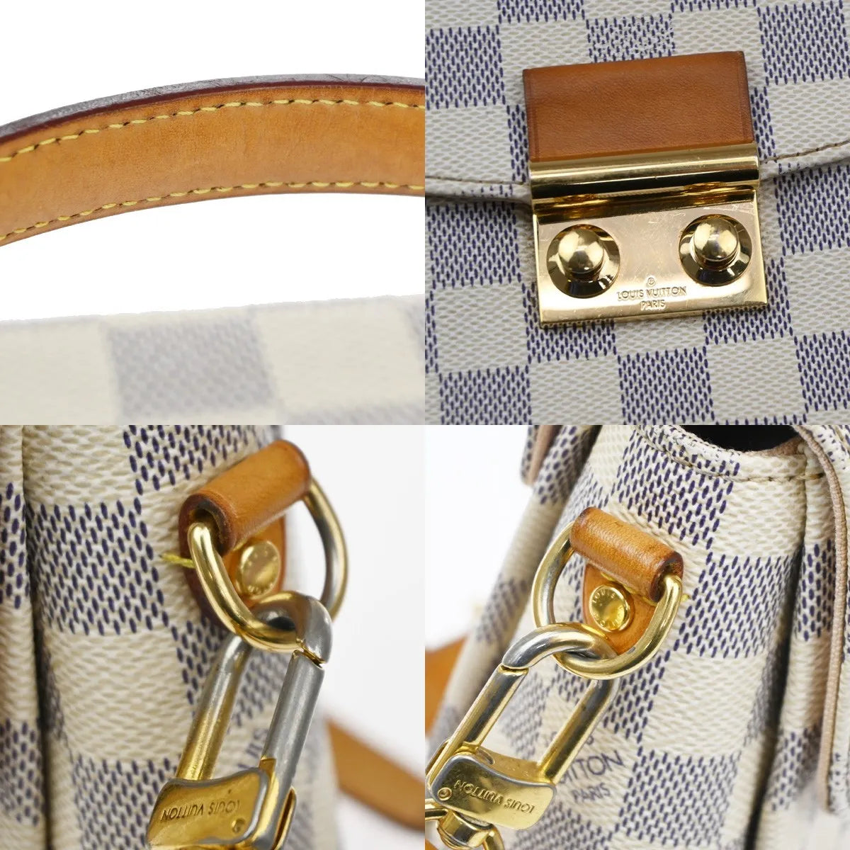 Louis Vuitton Croisette Damier White Canvas Handbag (Pre-Owned)