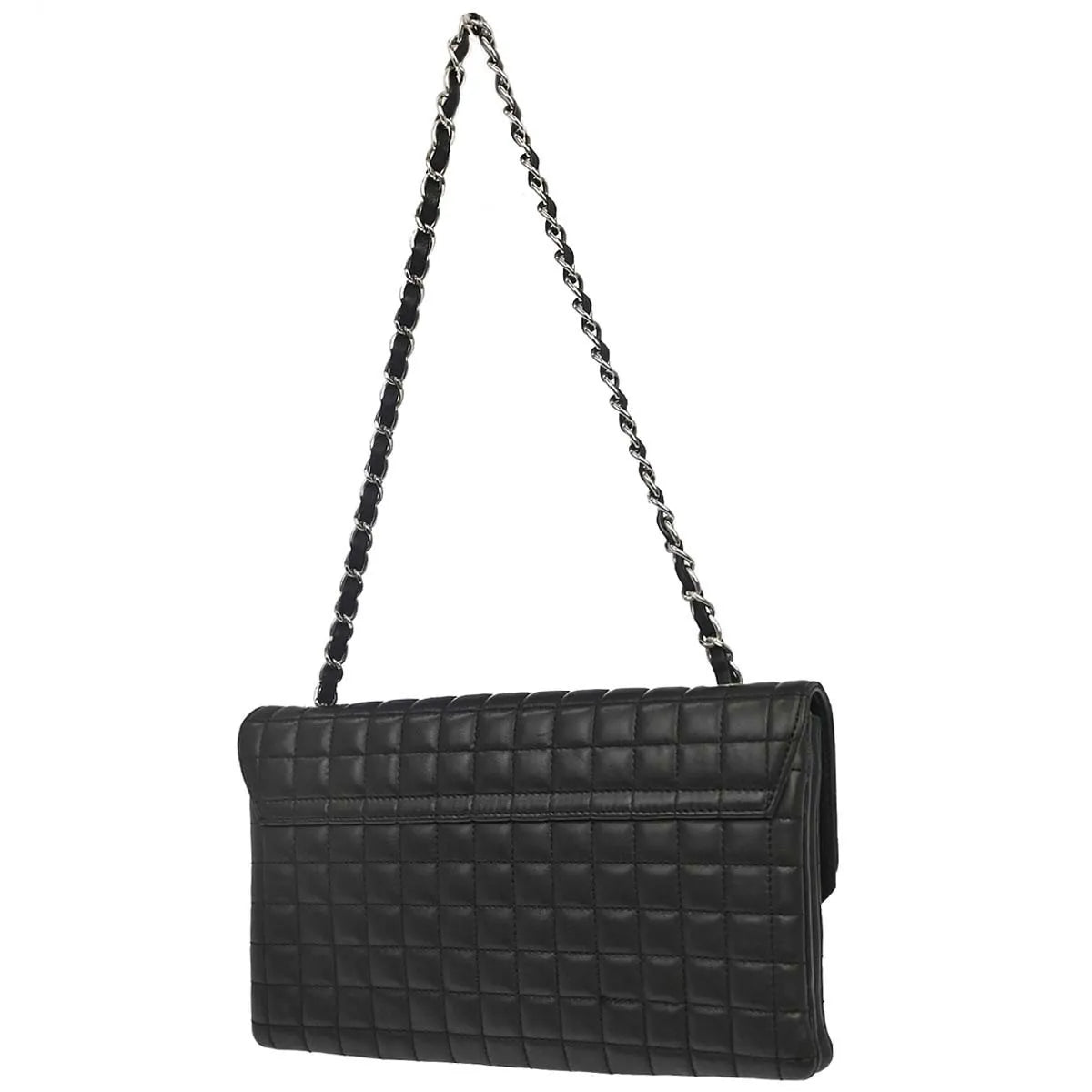 Chanel Camellia No.5 Chain Flap Quilted Lambskin Black Leather Shoulder Bag Bag (Pre-Owned)