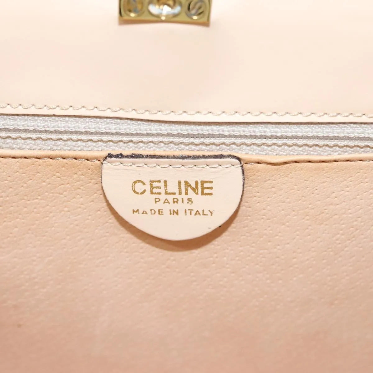 Celine Vintage Leather Ecru Leather Handbag (Pre-Owned)
