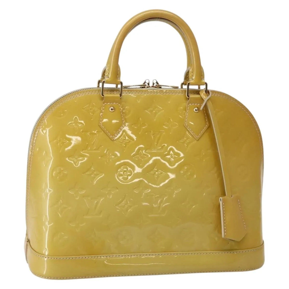 Louis Vuitton Alma Monogram Vernis Beige Patent_Leather Handbag (Pre-Owned)
