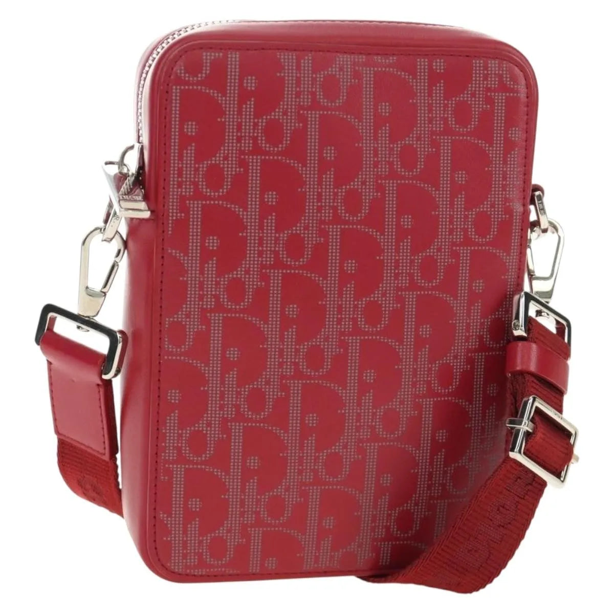 Christian Dior World Tour Zip Messenger Oblique Galaxy Leather Red Canvas Shoulder Bag Bag (Pre-Owned)