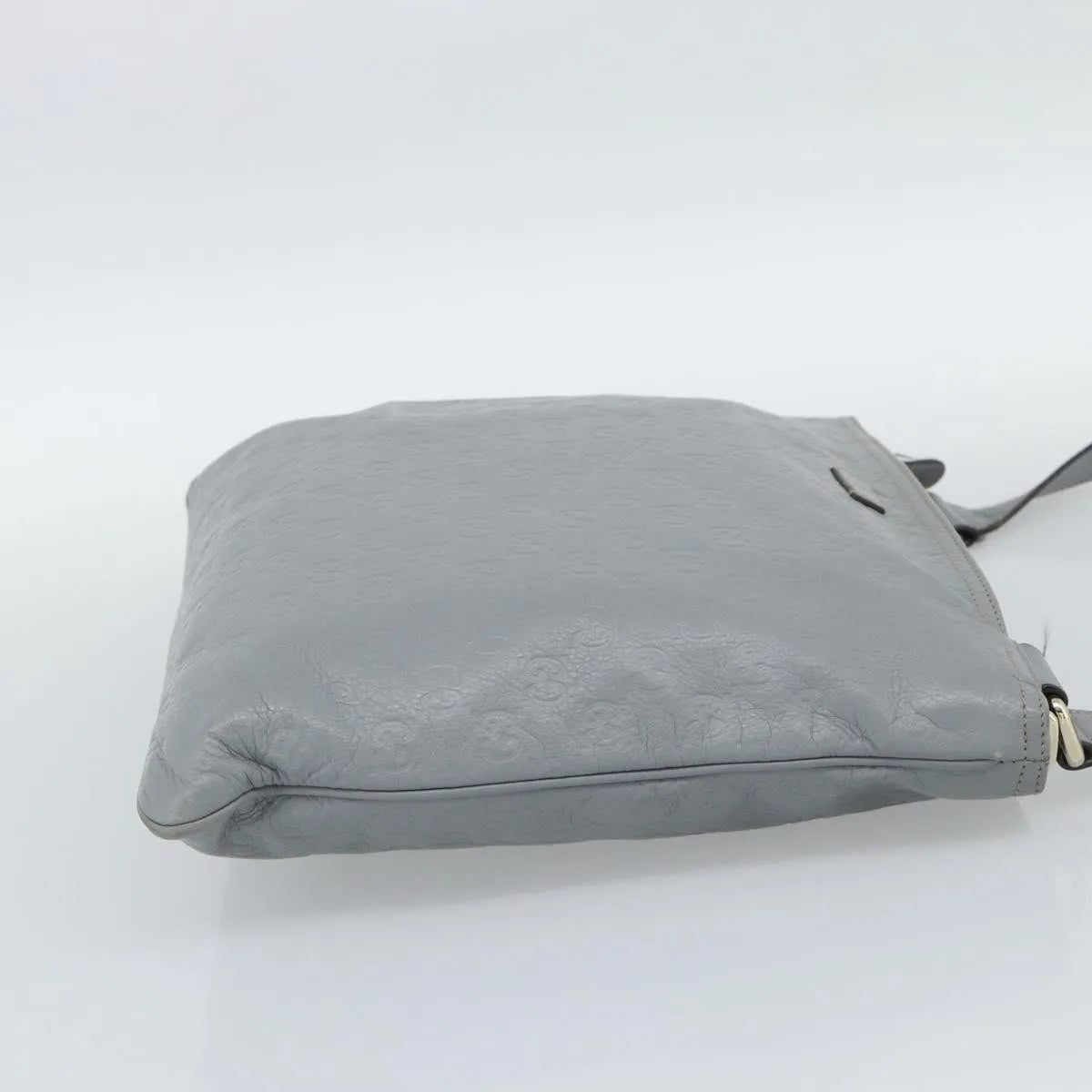 Gucci Zip Top Messenger Guccissima Leather Gray Canvas Shoulder Bag Bag (Pre-Owned)