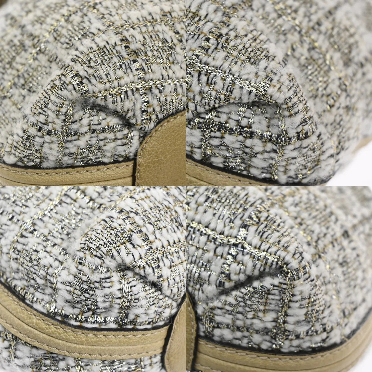 Chloe Elsie Tweed Leather Beige Tweed Shoulder Bag Bag (Pre-Owned)