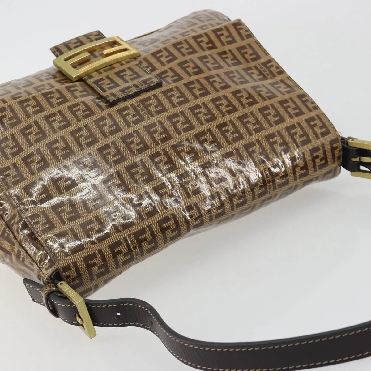 Fendi Forever Big Mama Patent Beige Patent_Leather Shoulder Bag Bag (Pre-Owned)