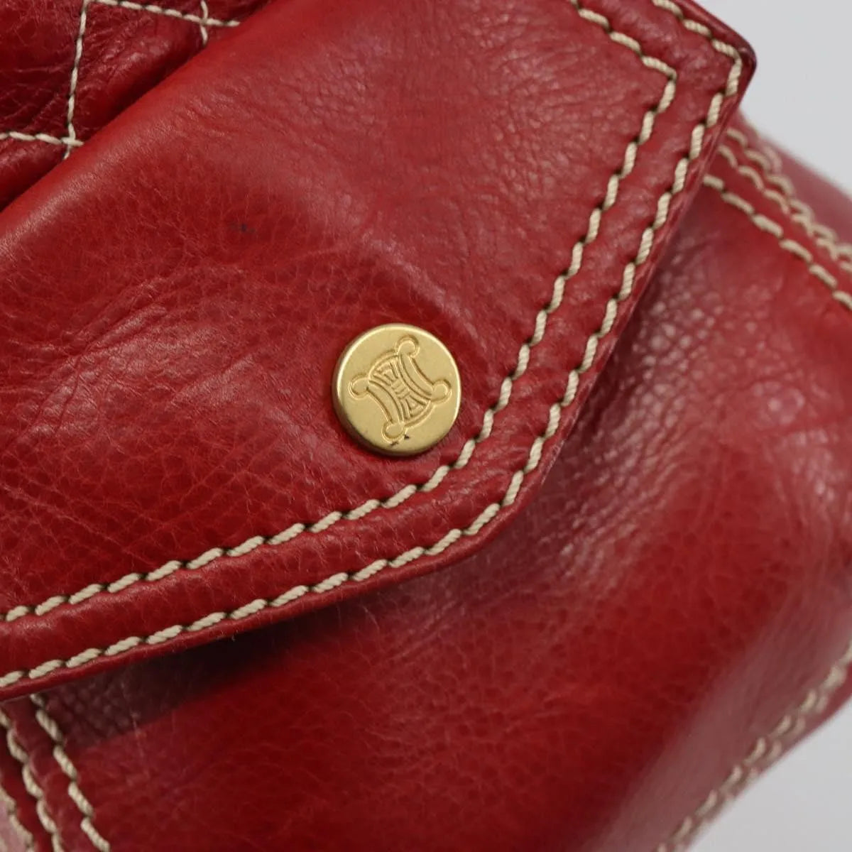 Celine Boogie Satchel Leather Red Leather Handbag (Pre-Owned)
