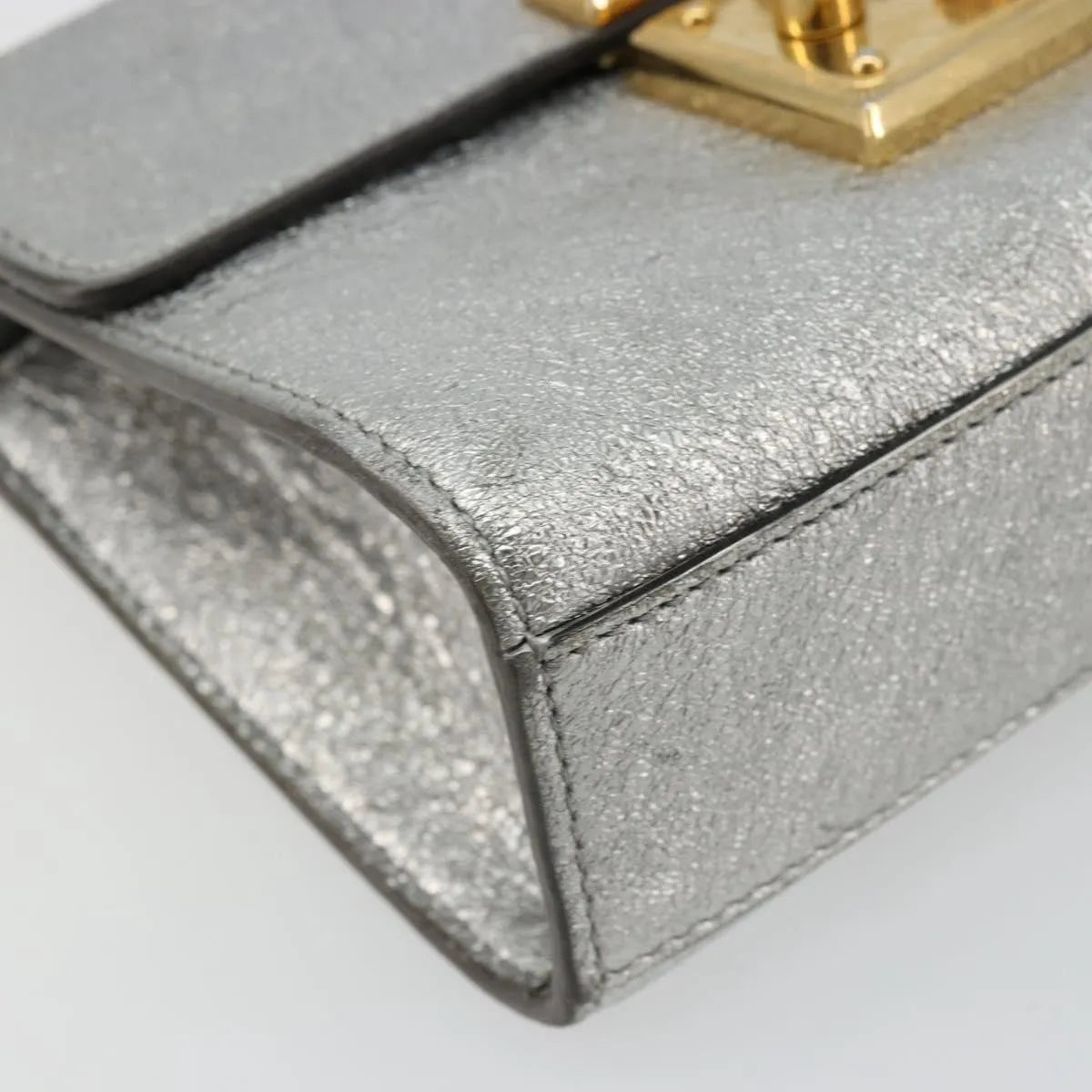 Gucci Padlock Shoulder Bag Nm Gg Coated Canvas And Leather Silver Leather Shoulder Bag Bag (Pre-Owned)