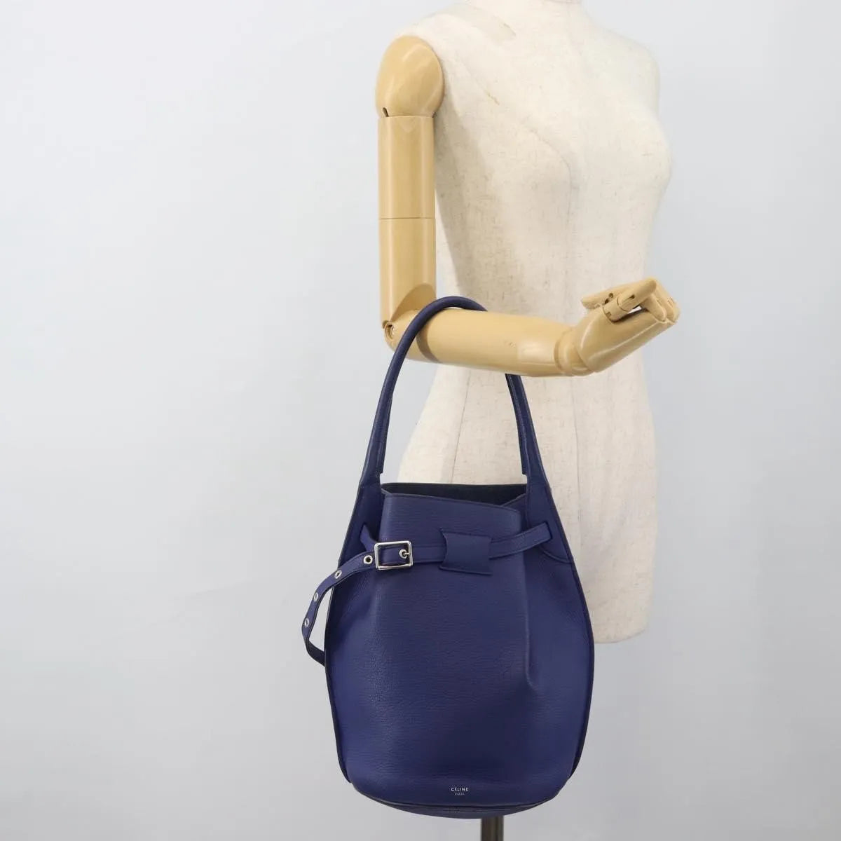 Celine Big Bag Bucket Leather Blue Leather Handbag (Pre-Owned)