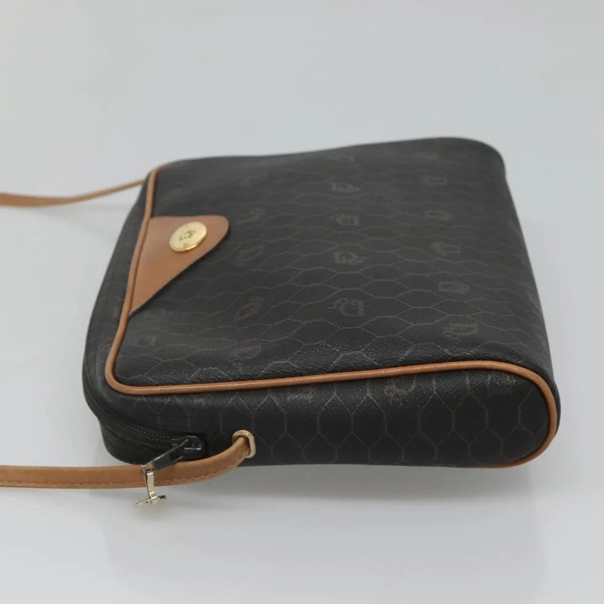 Christian Dior Vintage Honeycomb Canvas And Leather Black Canvas Shoulder Bag Bag (Pre-Owned)