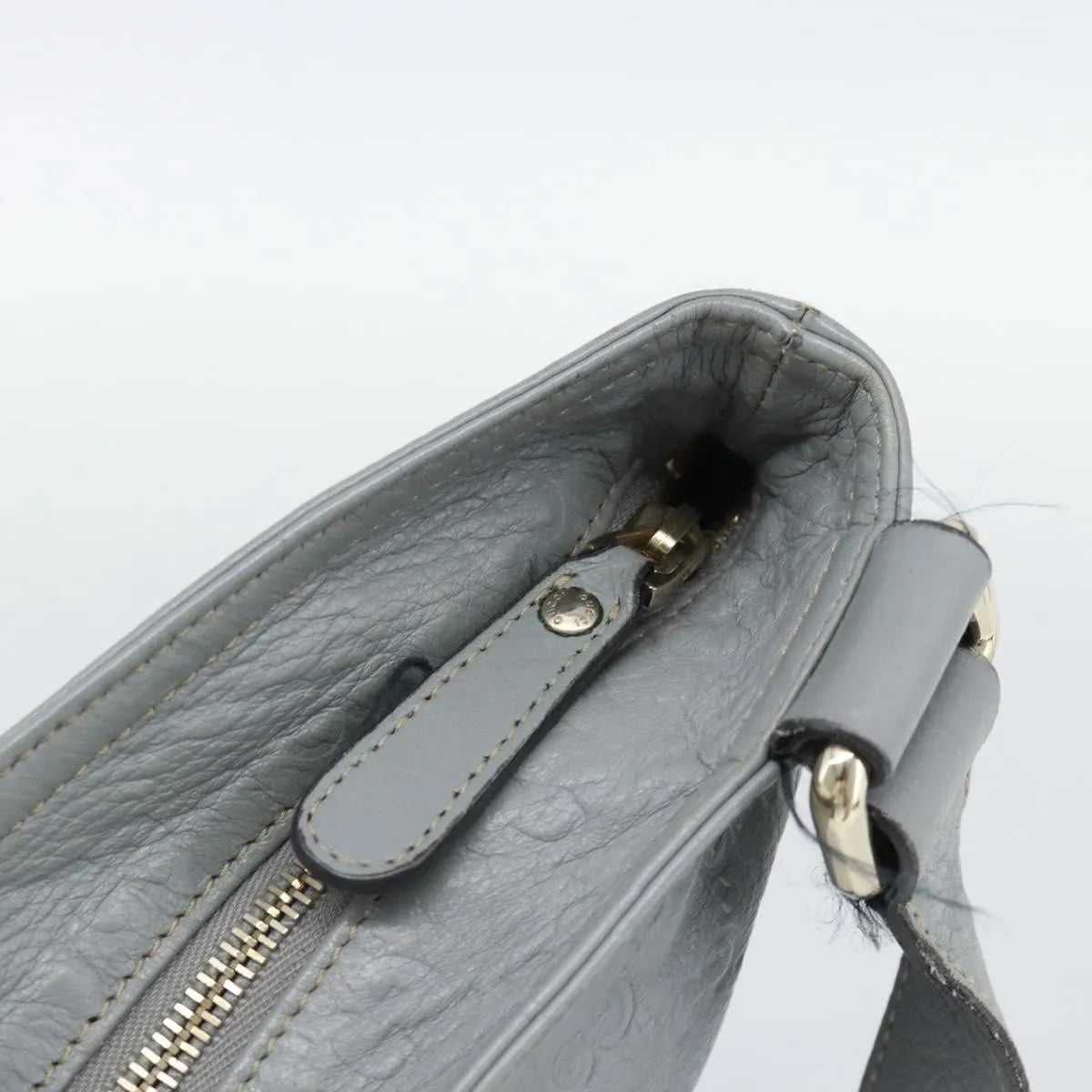 Gucci Zip Top Messenger Guccissima Leather Gray Canvas Shoulder Bag Bag (Pre-Owned)