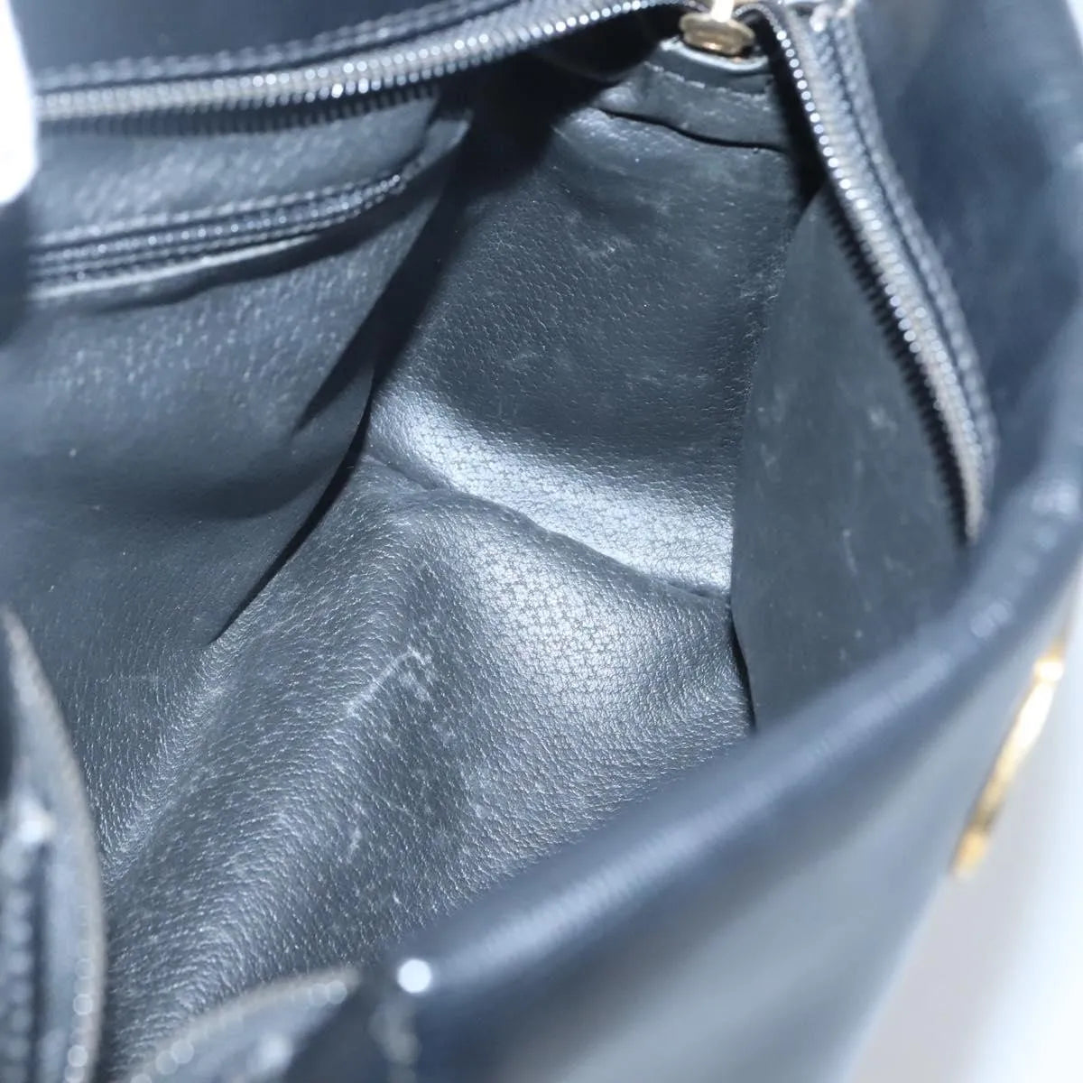 Celine Circle Logo Leather Black Leather Handbag (Pre-Owned)