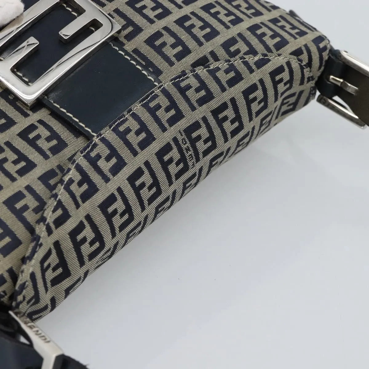 Fendi Zucchino Canvas Mamma Baguette Canvas Navy Canvas Shoulder Bag Bag (Pre-Owned)