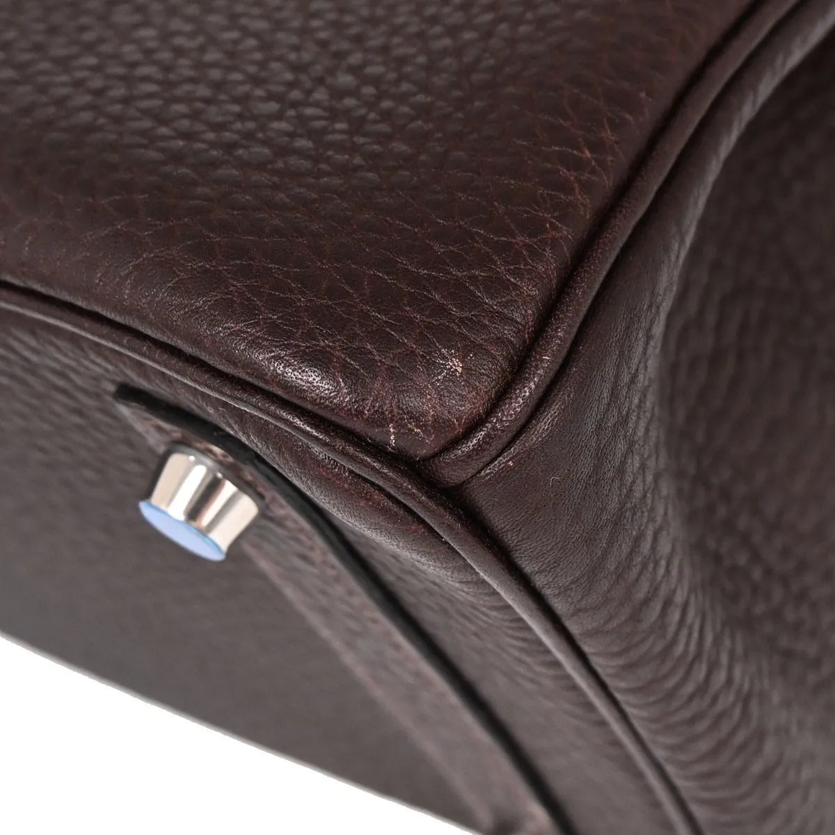 Hermes Hac Birkin Black Fjord With Palladium Hardware Brown Leather Handbag (Pre-Owned)