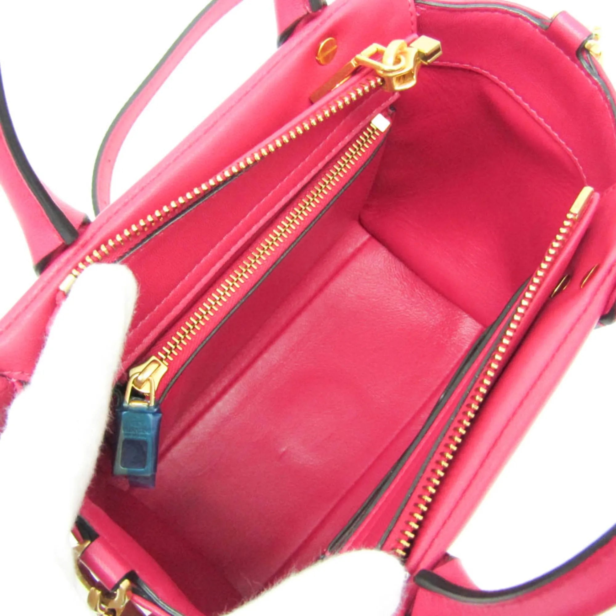 Valentino Garavani One Stud Top Handle Leather Pink Leather Handbag (Pre-Owned)