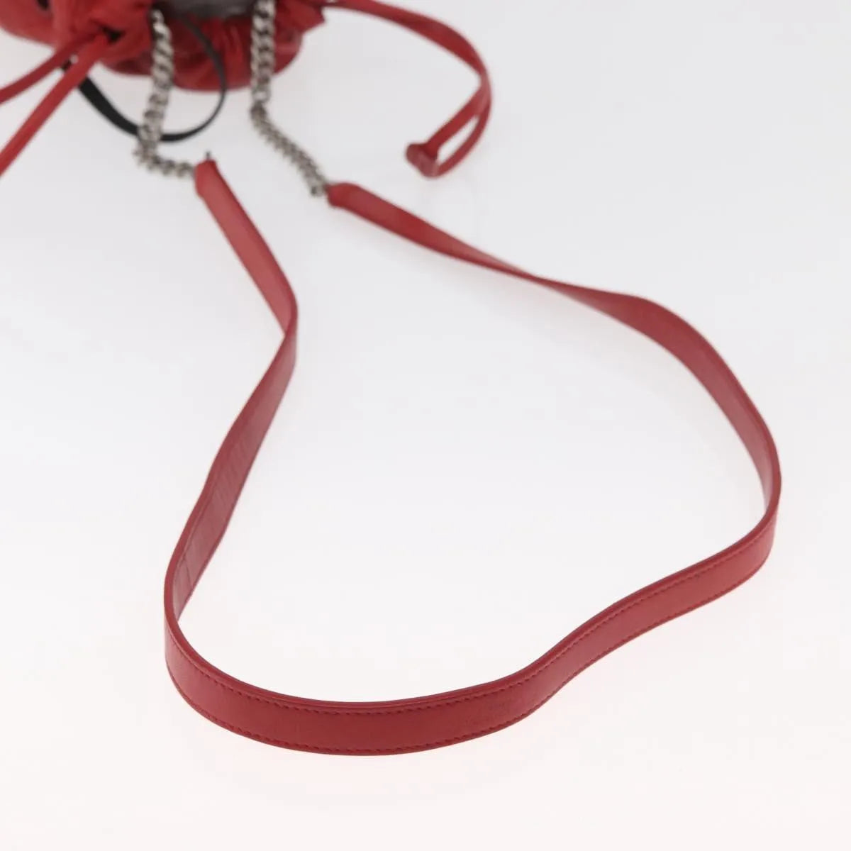 Saint Laurent Teddy Bucket Leather Red Leather Shoulder Bag Bag (Pre-Owned)