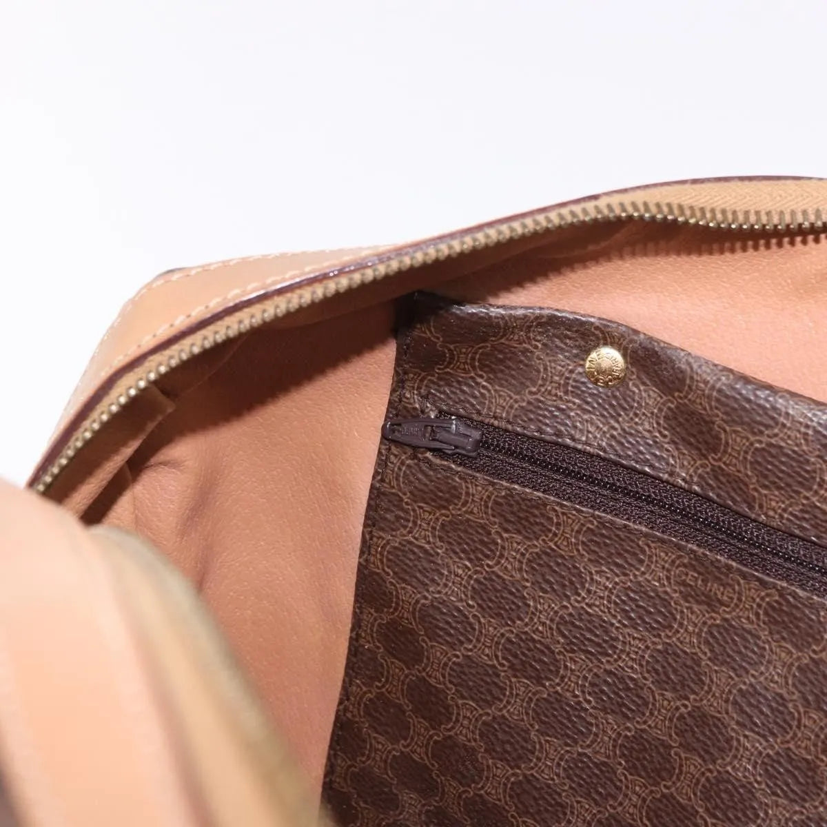 Celine Vintage Macadam Boston Canvas And Leather Brown Pvc Handbag (Pre-Owned)