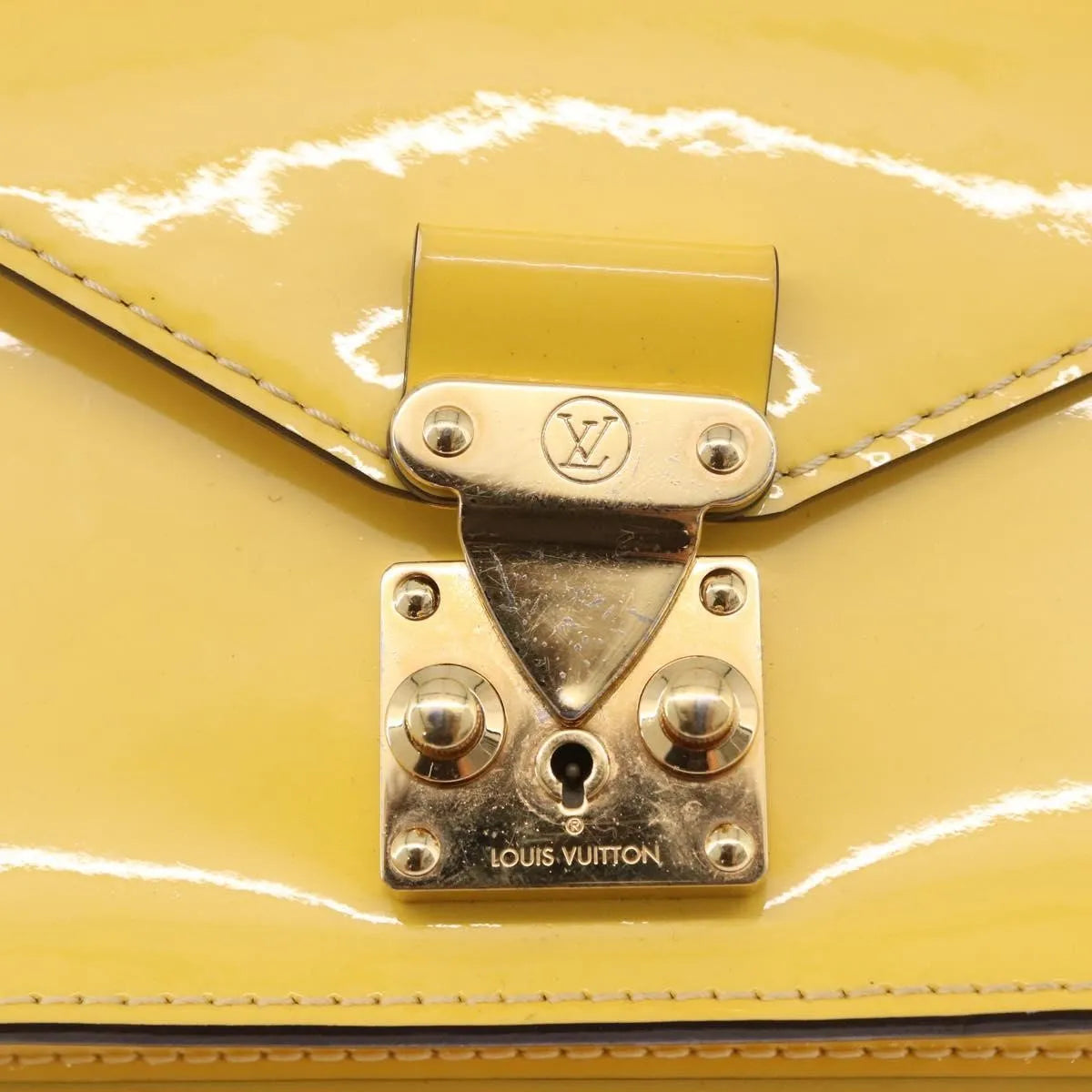 Louis Vuitton Monceau Vernis Yellow Patent_Leather Handbag (Pre-Owned)
