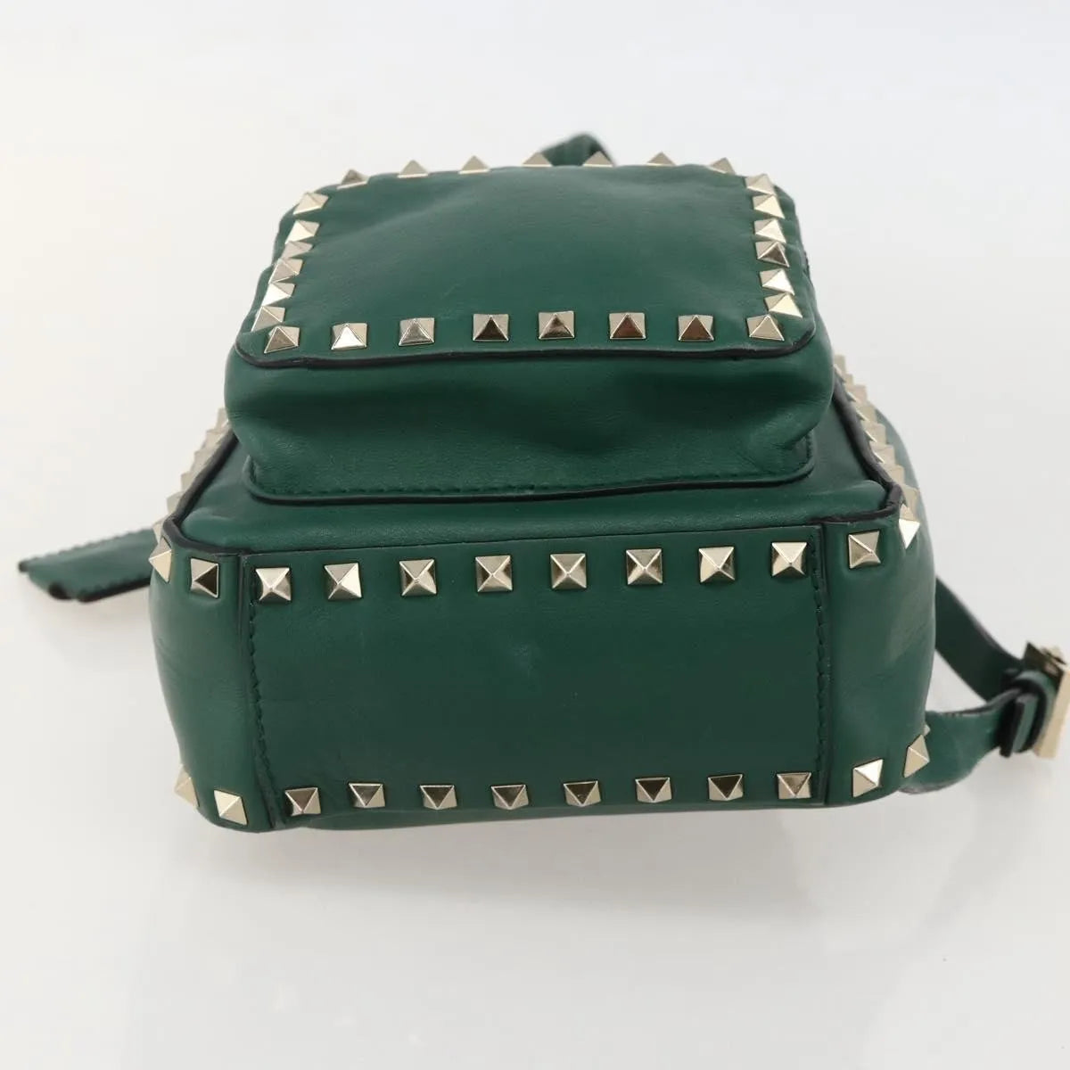 Valentino Garavani Rockstud Leather Green Leather Backpack Bag (Pre-Owned)