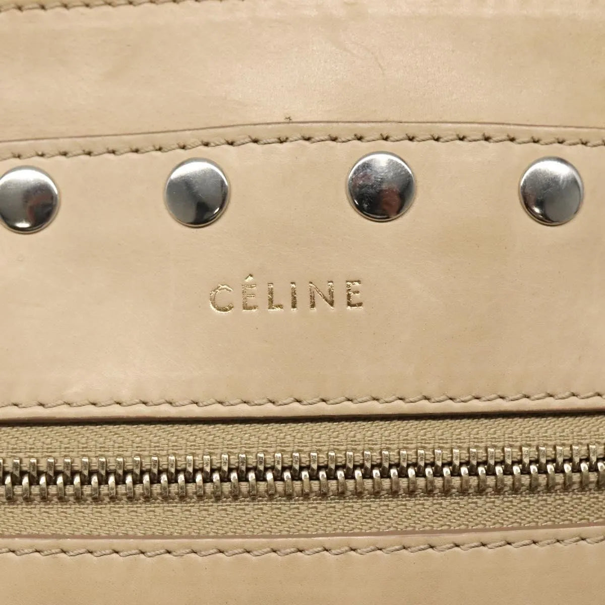 Celine Vintage Leather Beige Leather Handbag (Pre-Owned)