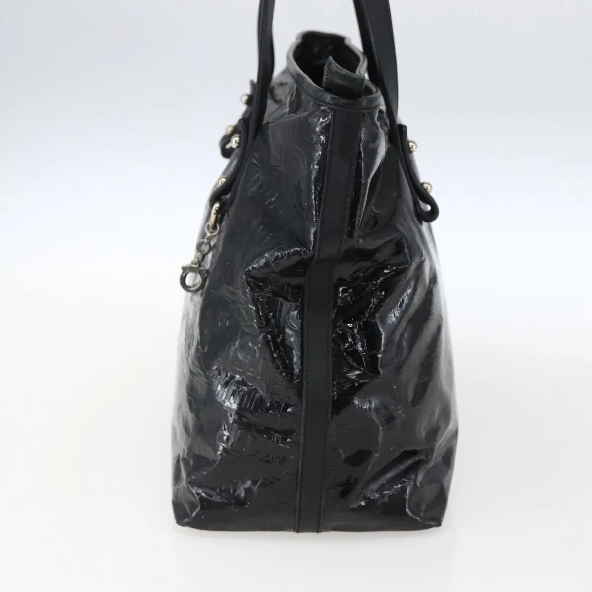 Salvatore Ferragamo Vintage Patent Leather Black Patent_Leather Tote Bag Bag (Pre-Owned)