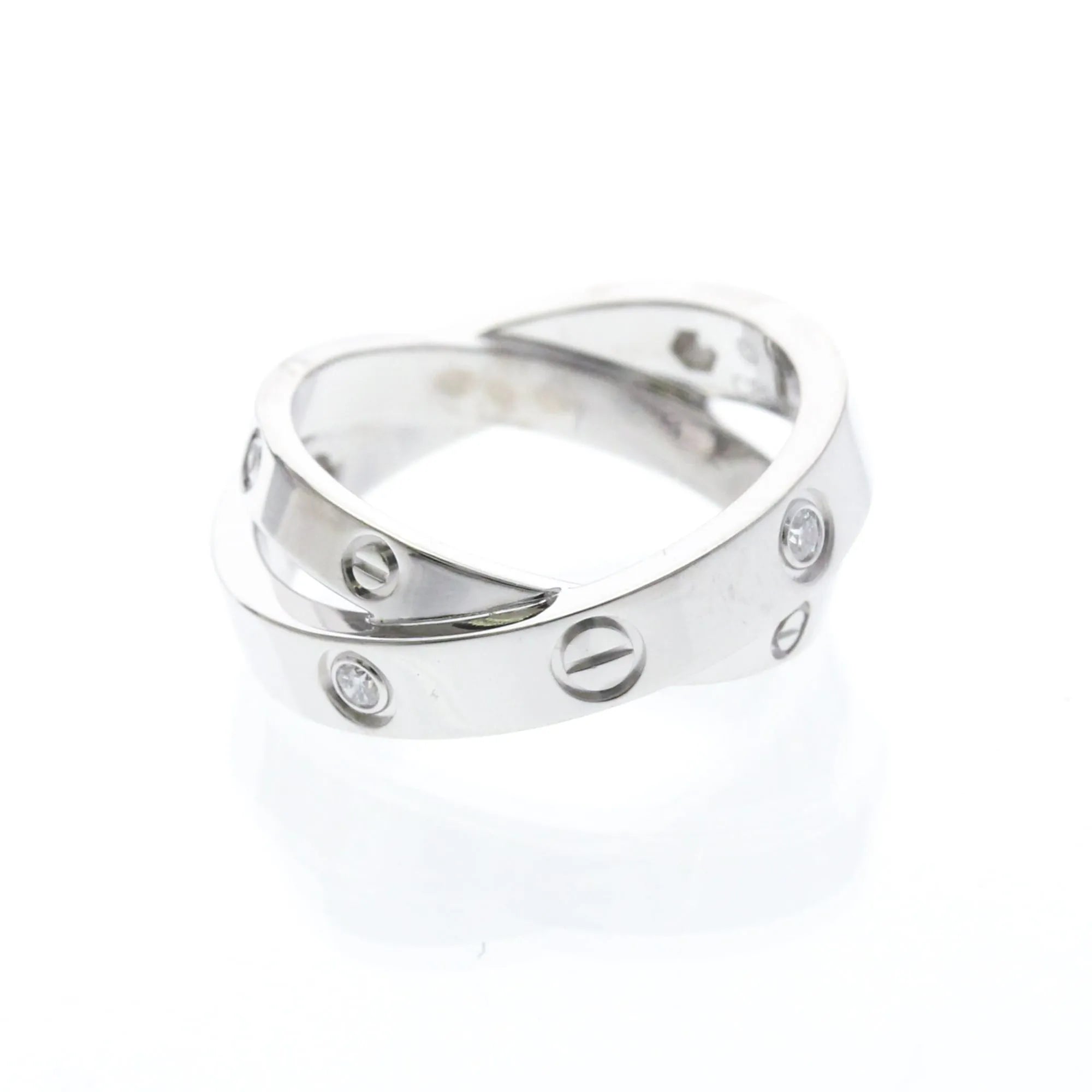 Cartier Be Love 18K White Gold With Diamonds Silver White_Gold Ring Jewelry (Pre-Owned)