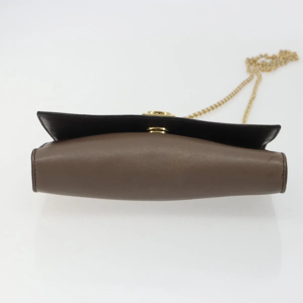 Salvatore Ferragamo Gancini Chain Leather Gray Leather Shoulder Bag Bag (Pre-Owned)