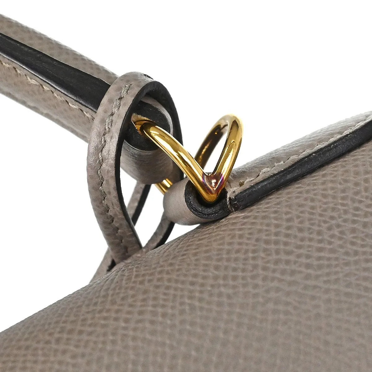 Hermes Kelly Grey Epsom With Gold Hardware Gray Leather Handbag (Pre-Owned)