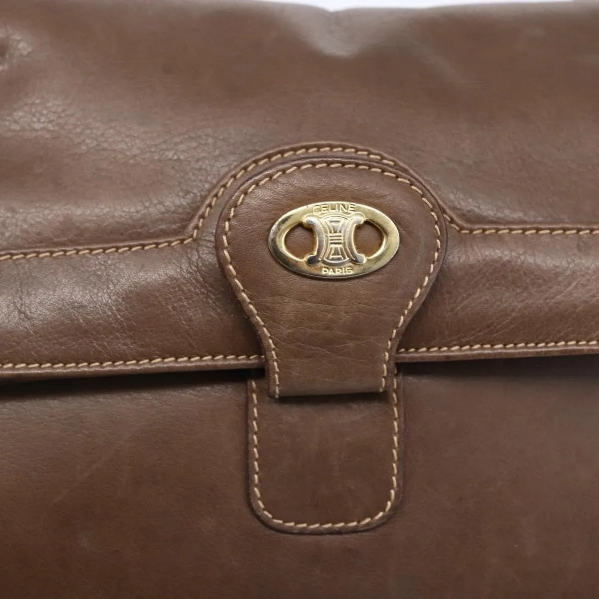 Celine Vintage Leather Brown Leather Shoulder Bag Bag (Pre-Owned)