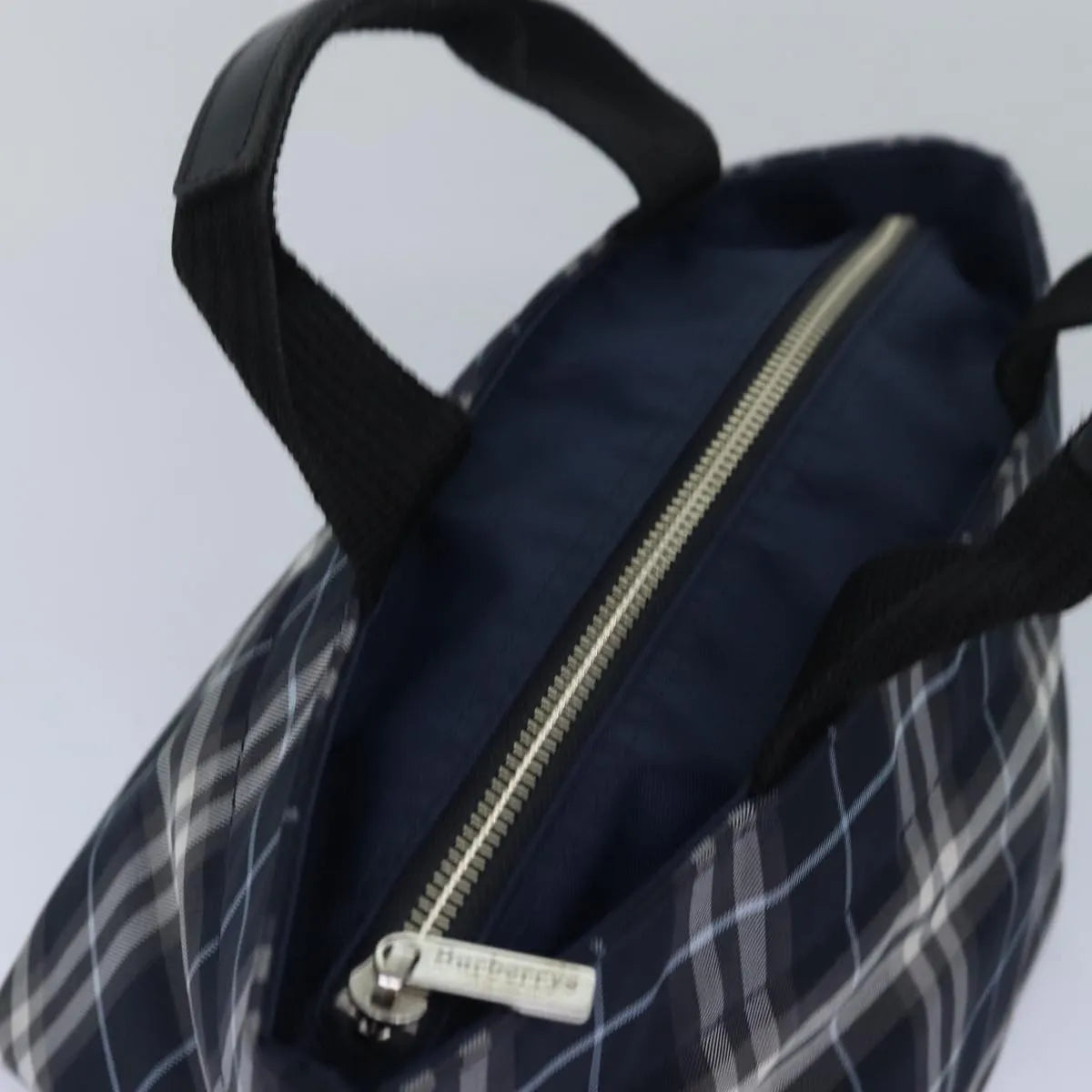 Burberry Nova Check Blue Label Nylon Navy Nylon Handbag (Pre-Owned)