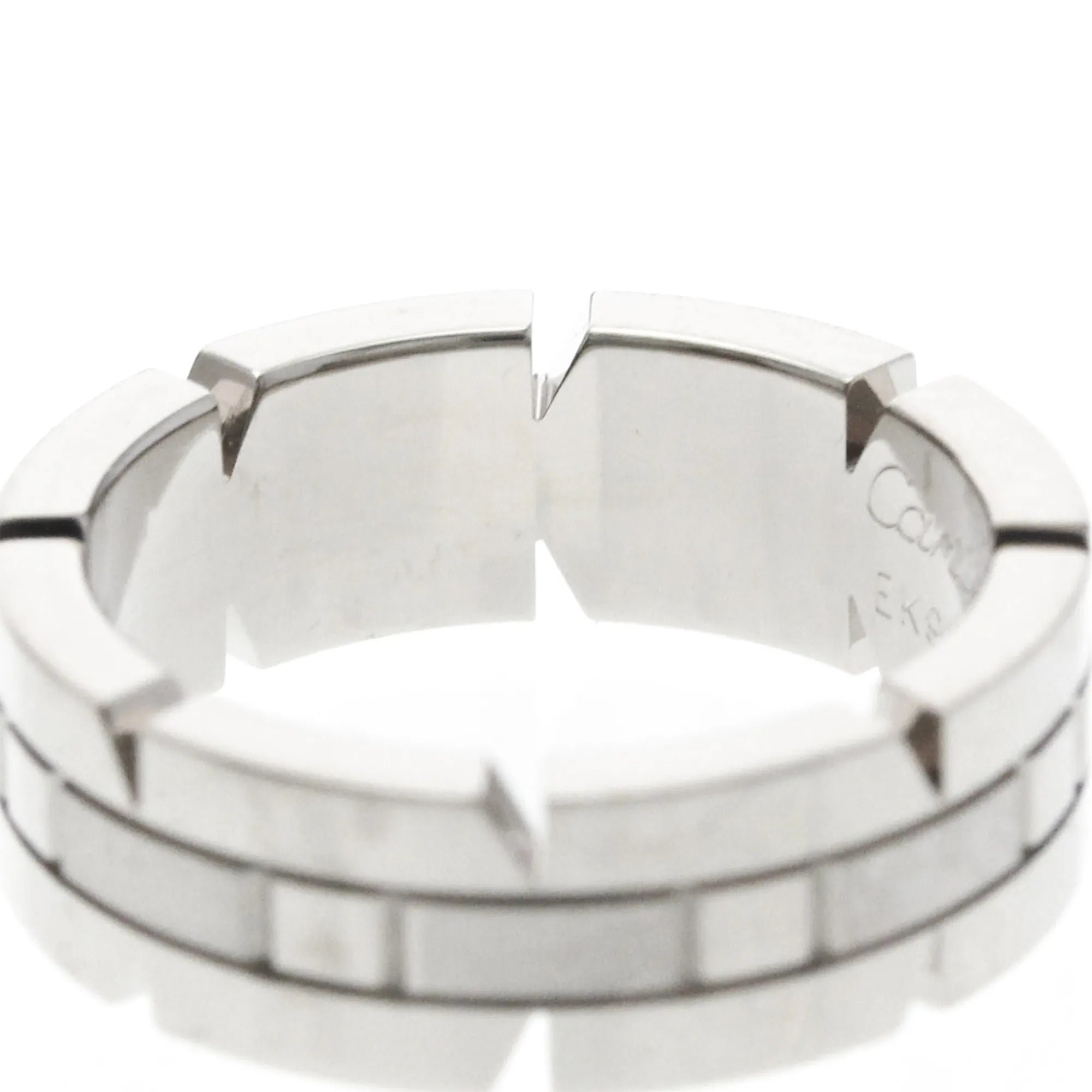 Cartier Tank Francaise 18K White Gold Silver White_Gold Ring Jewelry (Pre-Owned)