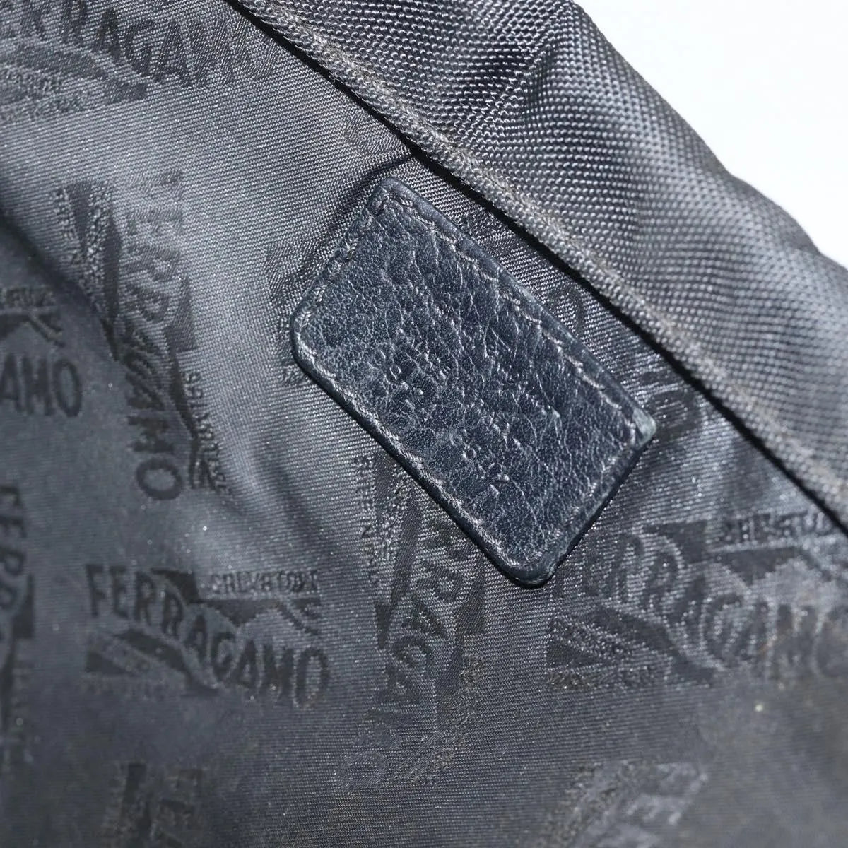Salvatore Ferragamo Vintage Leather Black Nylon Shoulder Bag Bag (Pre-Owned)