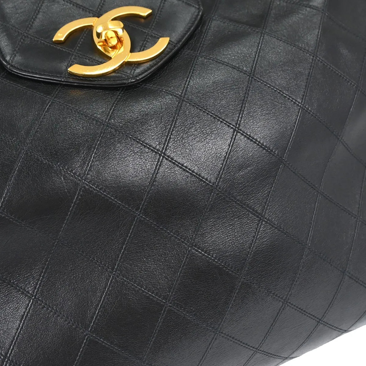 Chanel Vintage Supermodel Weekender Quilted Leather Black Leather Shoulder Bag Bag (Pre-Owned)