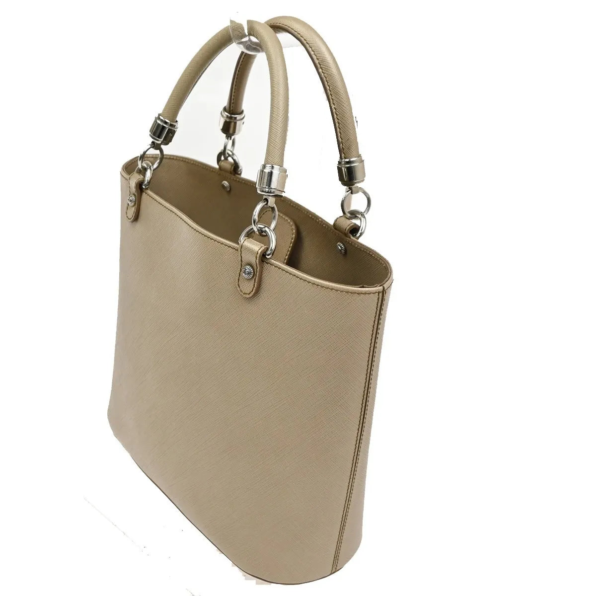 Salvatore Ferragamo Gancini Leather Beige Leather Handbag (Pre-Owned)