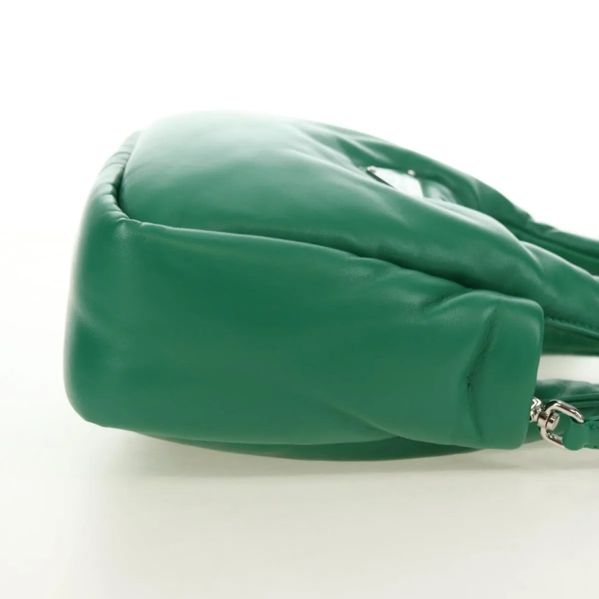 Prada Padded Soft Tote Leather Green Leather Handbag (Pre-Owned)