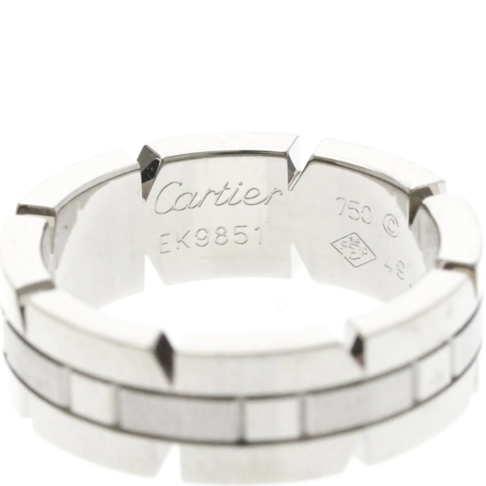 Cartier Tank Francaise 18K White Gold Silver White_Gold Ring Jewelry (Pre-Owned)