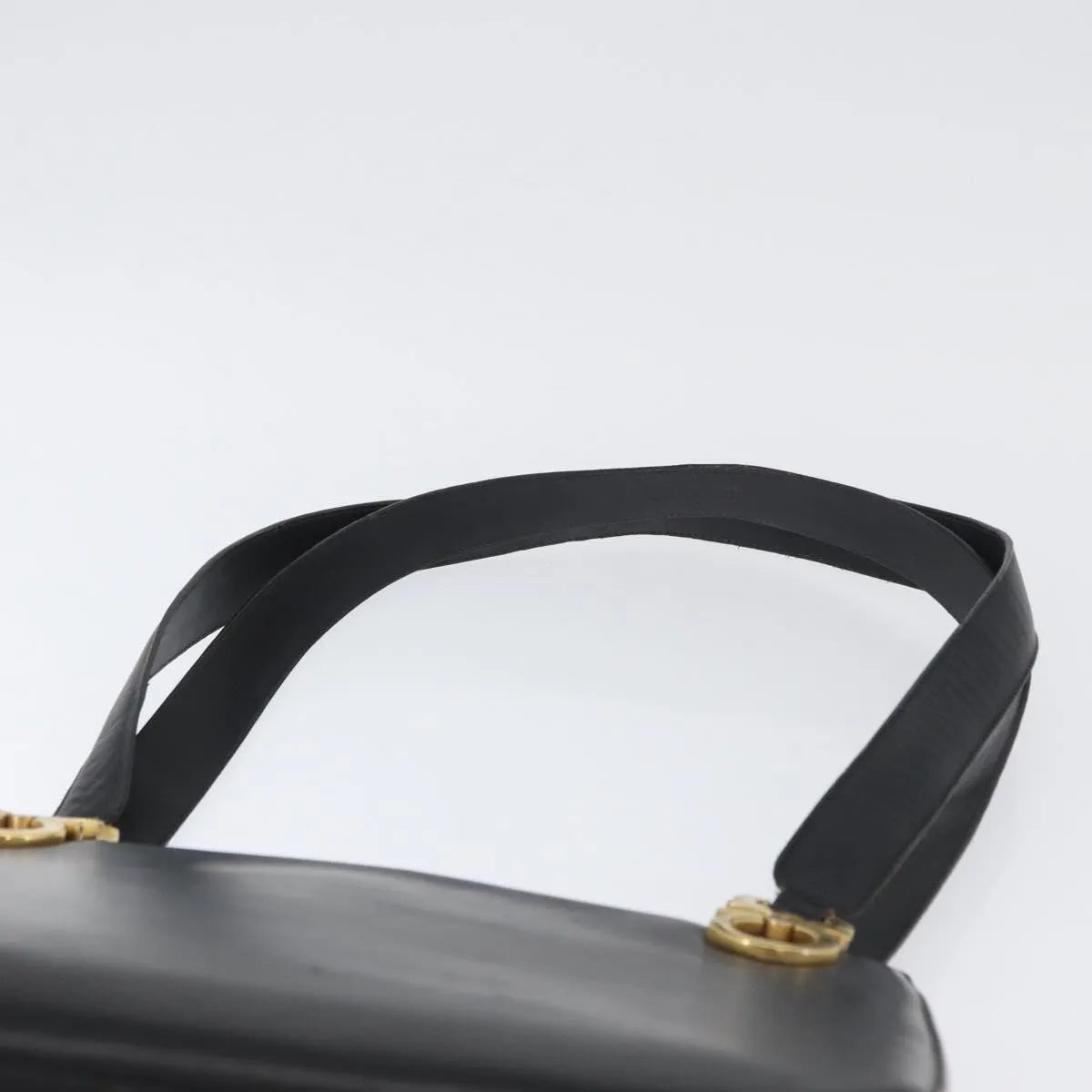 Salvatore Ferragamo Gancini Tote Leather Black Leather Tote Bag Bag (Pre-Owned)