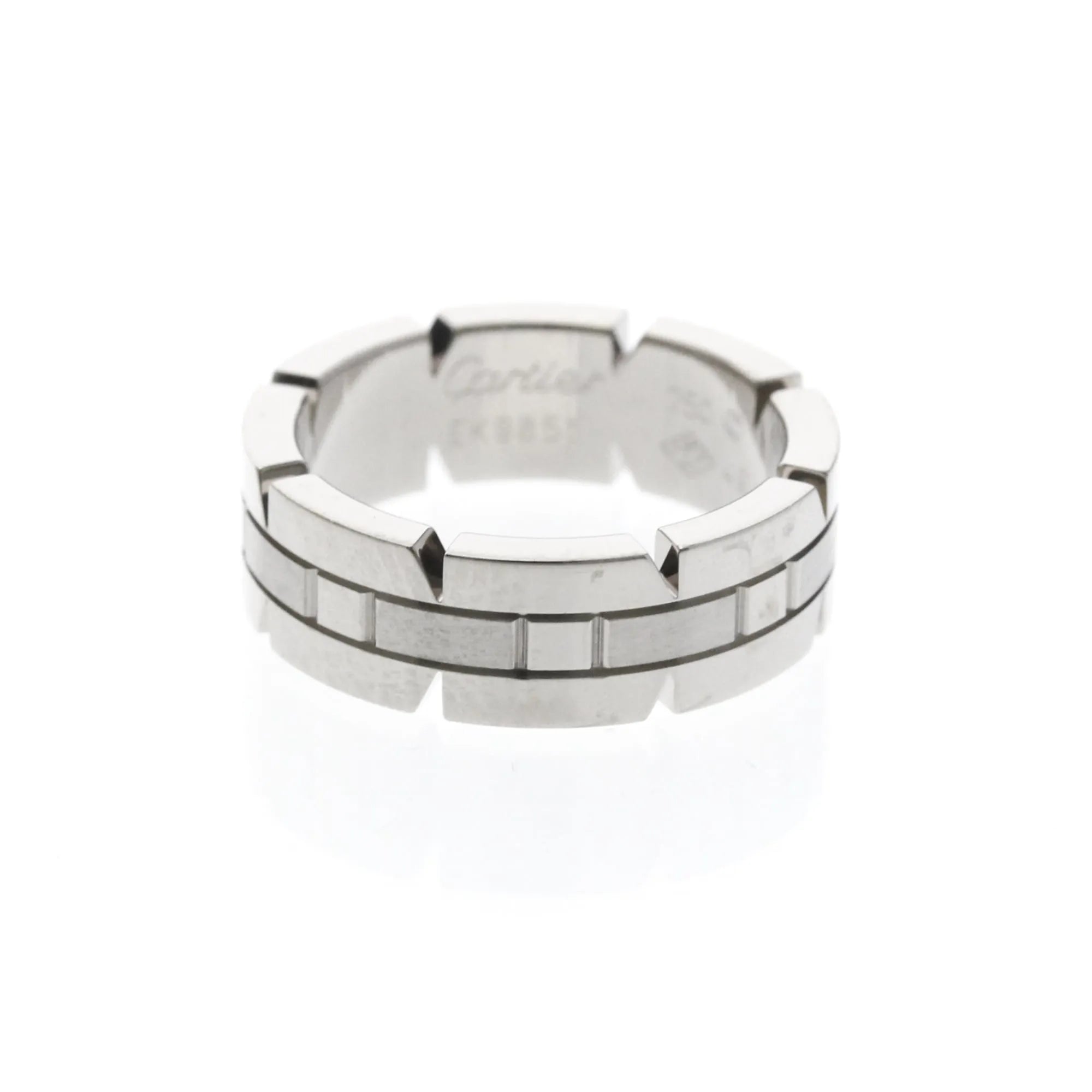 Cartier Tank Francaise 18K White Gold Silver White_Gold Ring Jewelry (Pre-Owned)