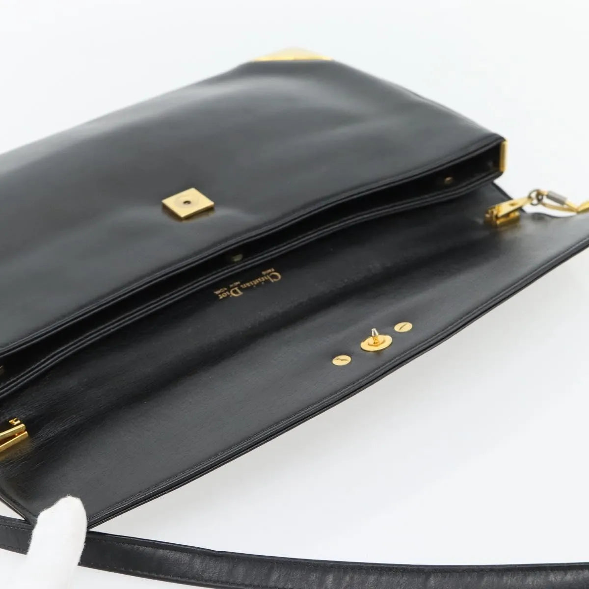 Christian Dior Cd Shoulder Bag Leather Black Leather Shoulder Bag Bag (Pre-Owned)