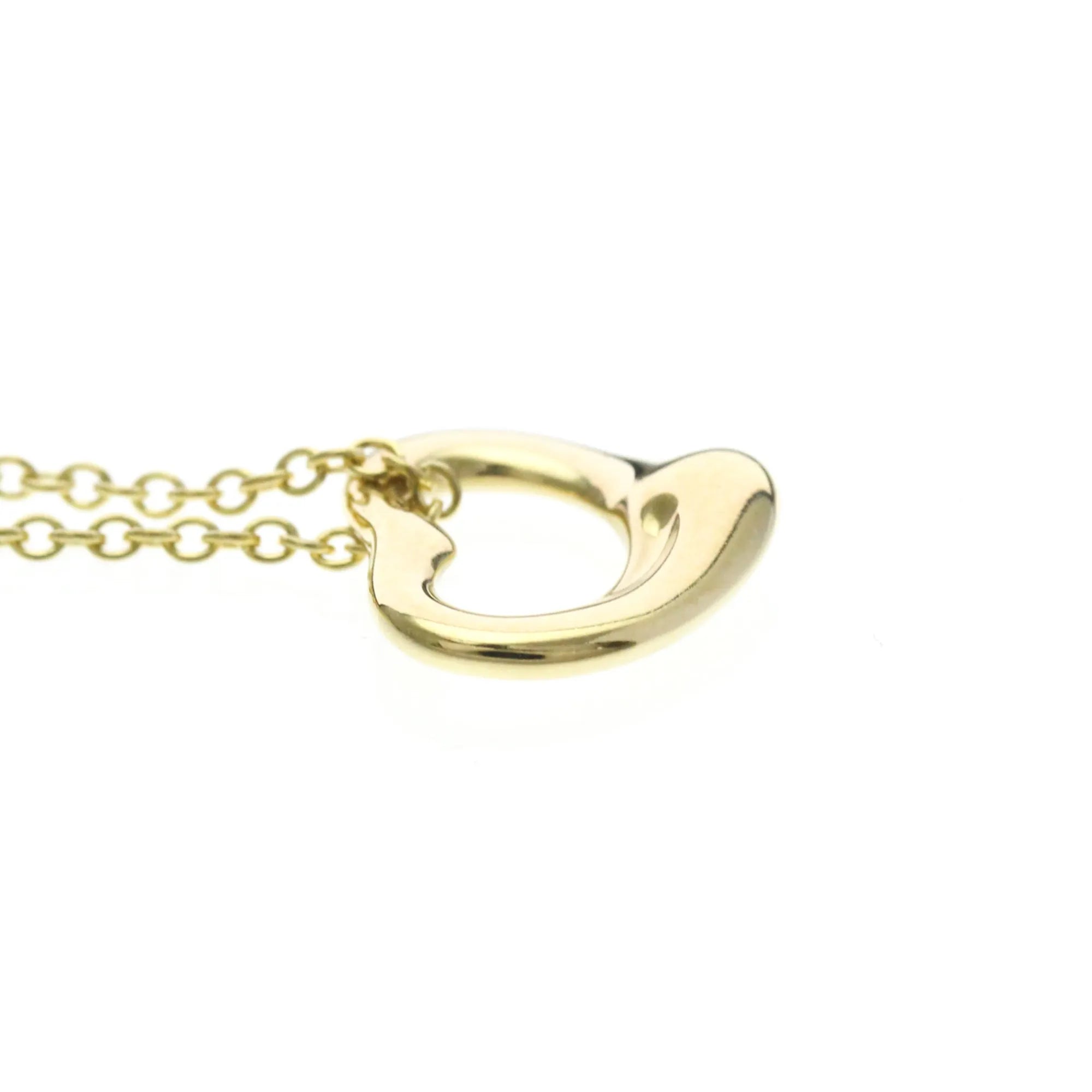 Tiffany & Co. Elsa Peretti Open Heart Pendant 18K Yellow Gold Gold Yellow_Gold Necklace Jewelry (Pre-Owned)
