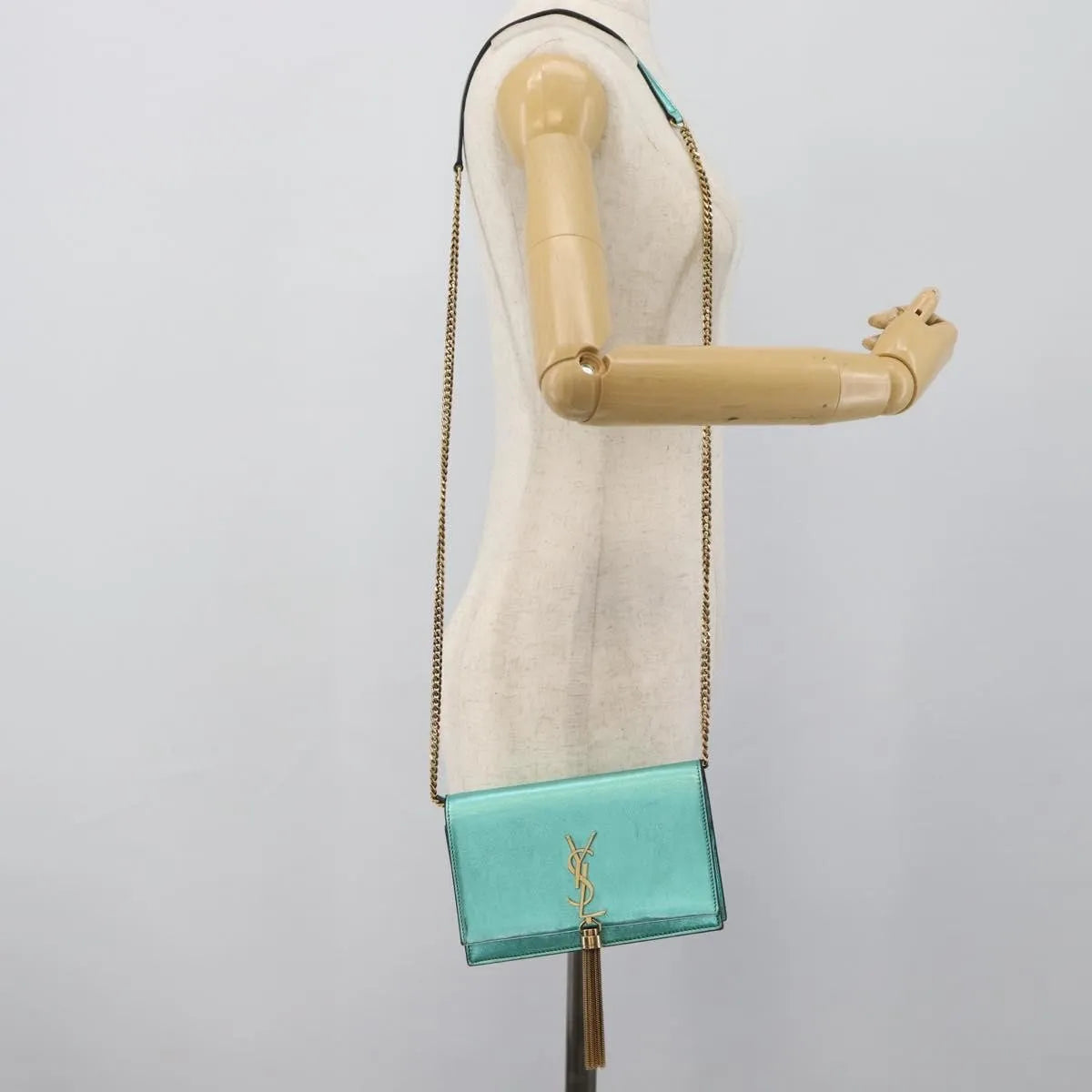 Saint Laurent Kate Leather Green Leather Shoulder Bag Bag (Pre-Owned)