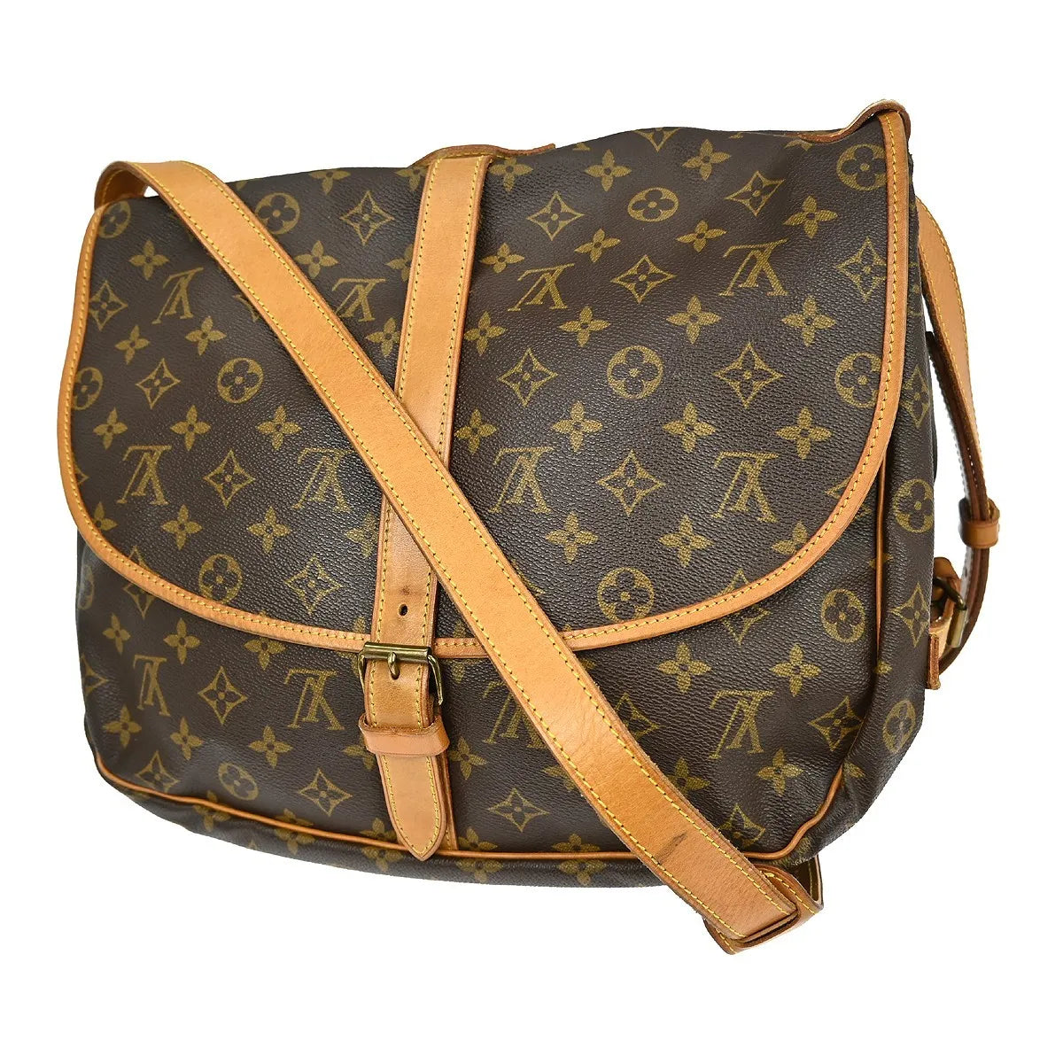 Louis Vuitton Saumur Monogram Canvas Brown Canvas Shoulder Bag Bag (Pre-Owned)