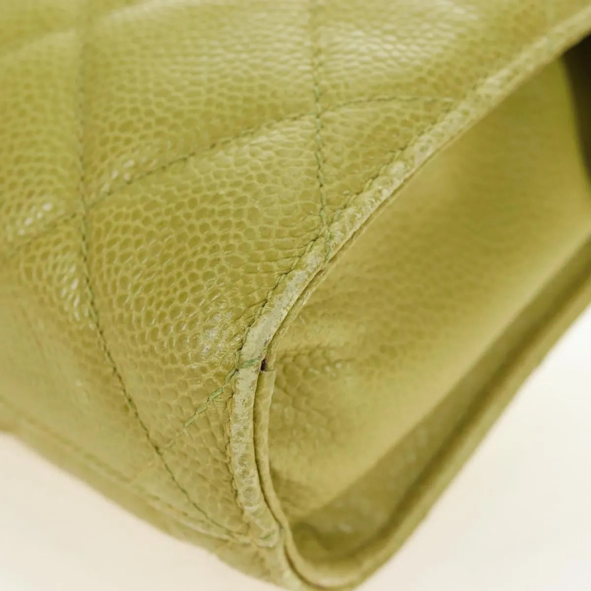Chanel Vintage Zip Belt Quilted Caviar Yellow Leather Shoulder Bag Bag (Pre-Owned)