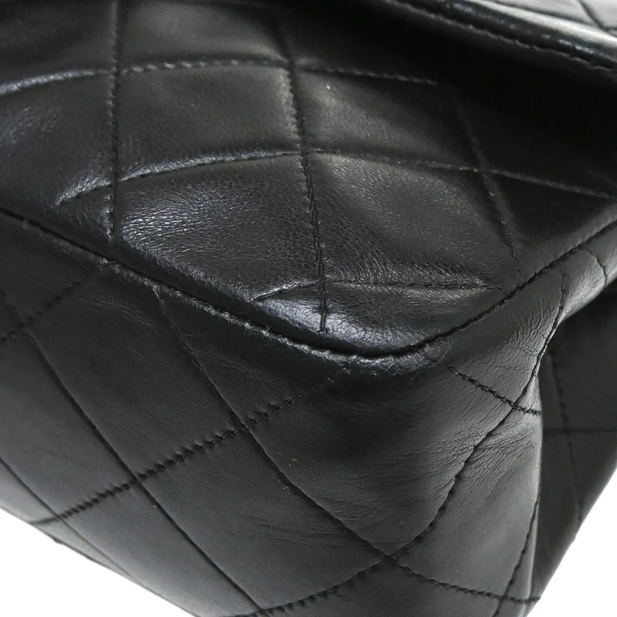 Chanel Timeless - Classic Double Flap Leather Black Leather Shoulder Bag Bag (Pre-Owned)
